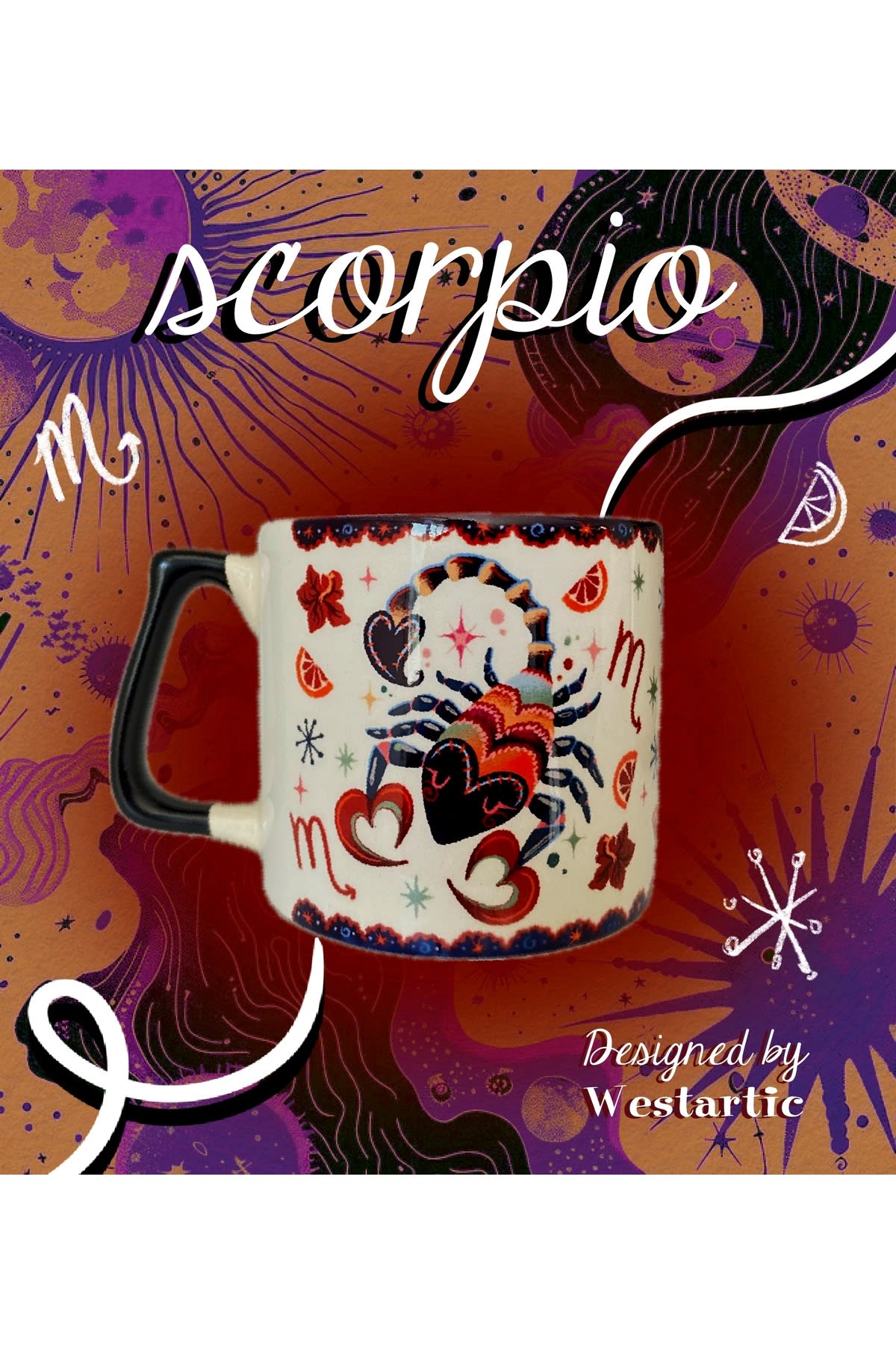 Scorpio Akrep Burcu Özel Tasarım Burç Kupa Fincan görsel 2