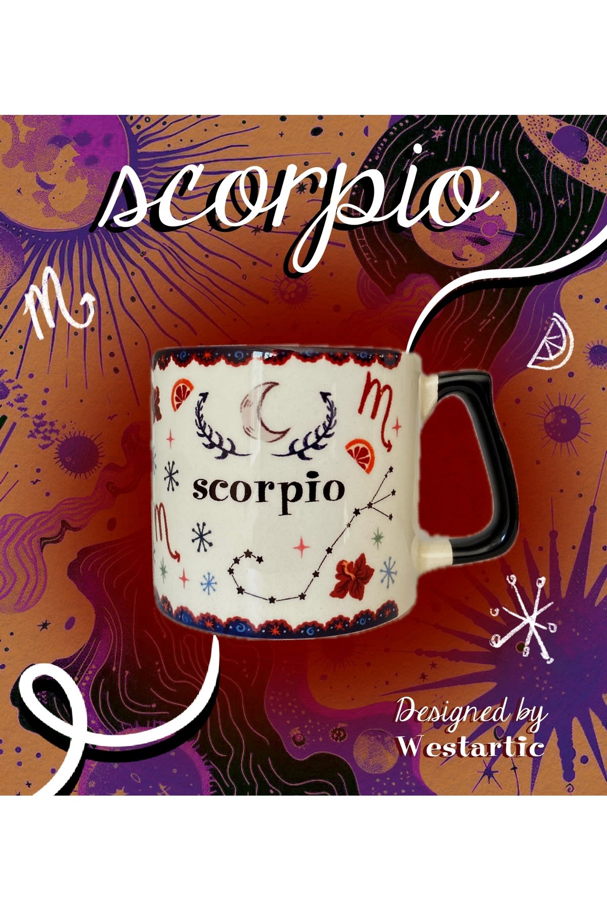 Scorpio Akrep Burcu Özel Tasarım Burç Kupa Fincan görsel 4