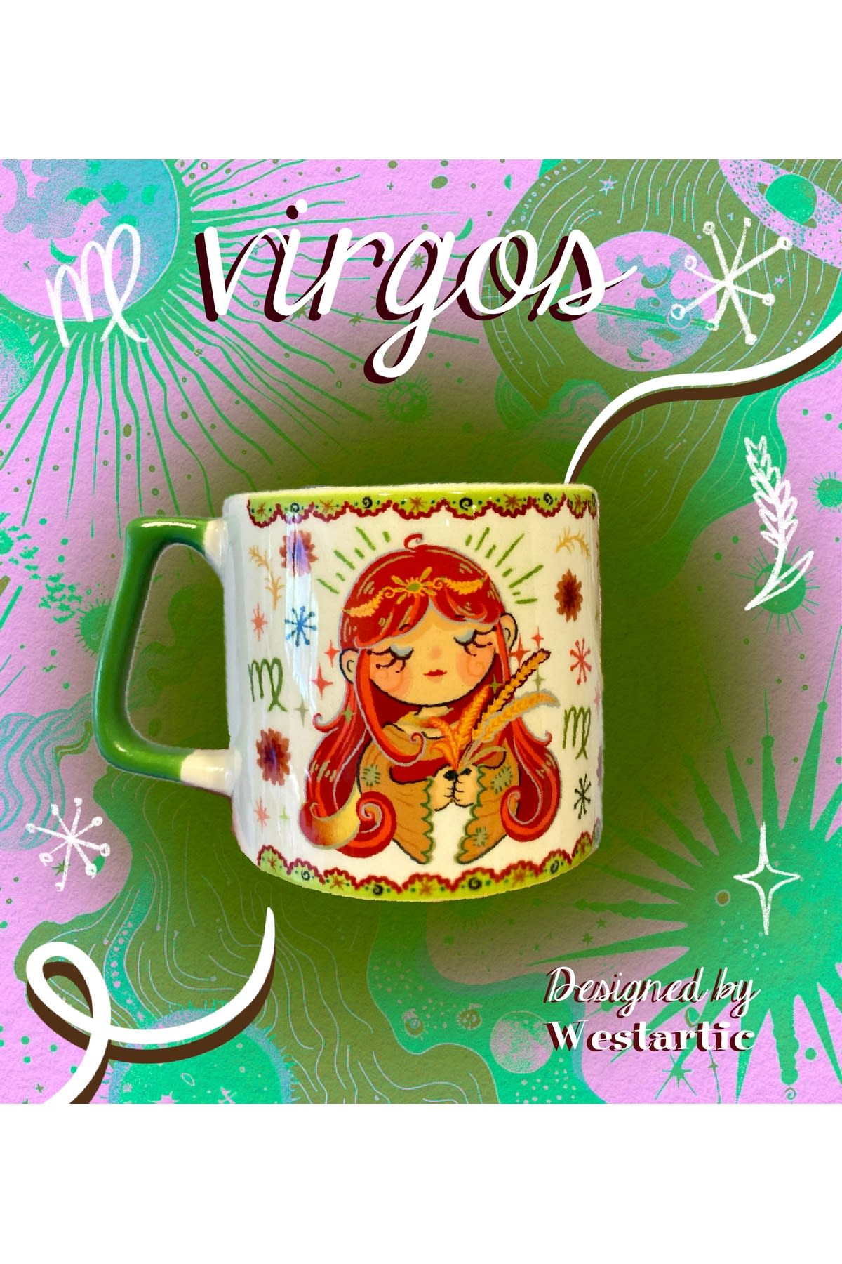 Virgos Başak Burcu Özel Tasarım Burç Kupa Fincan görsel 2