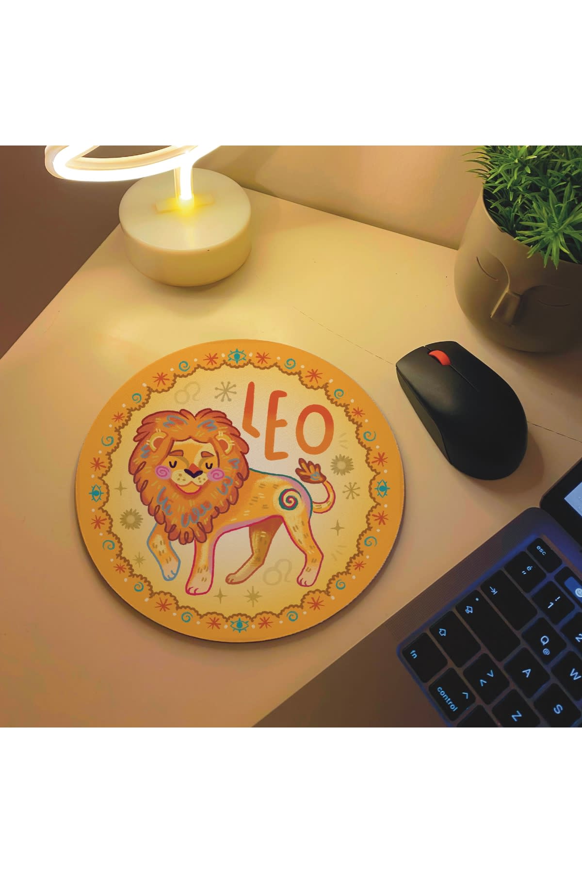 Leo Aslan Burcu Özel Tasarım Burç Mousepad, Mouse Altlığı Pad