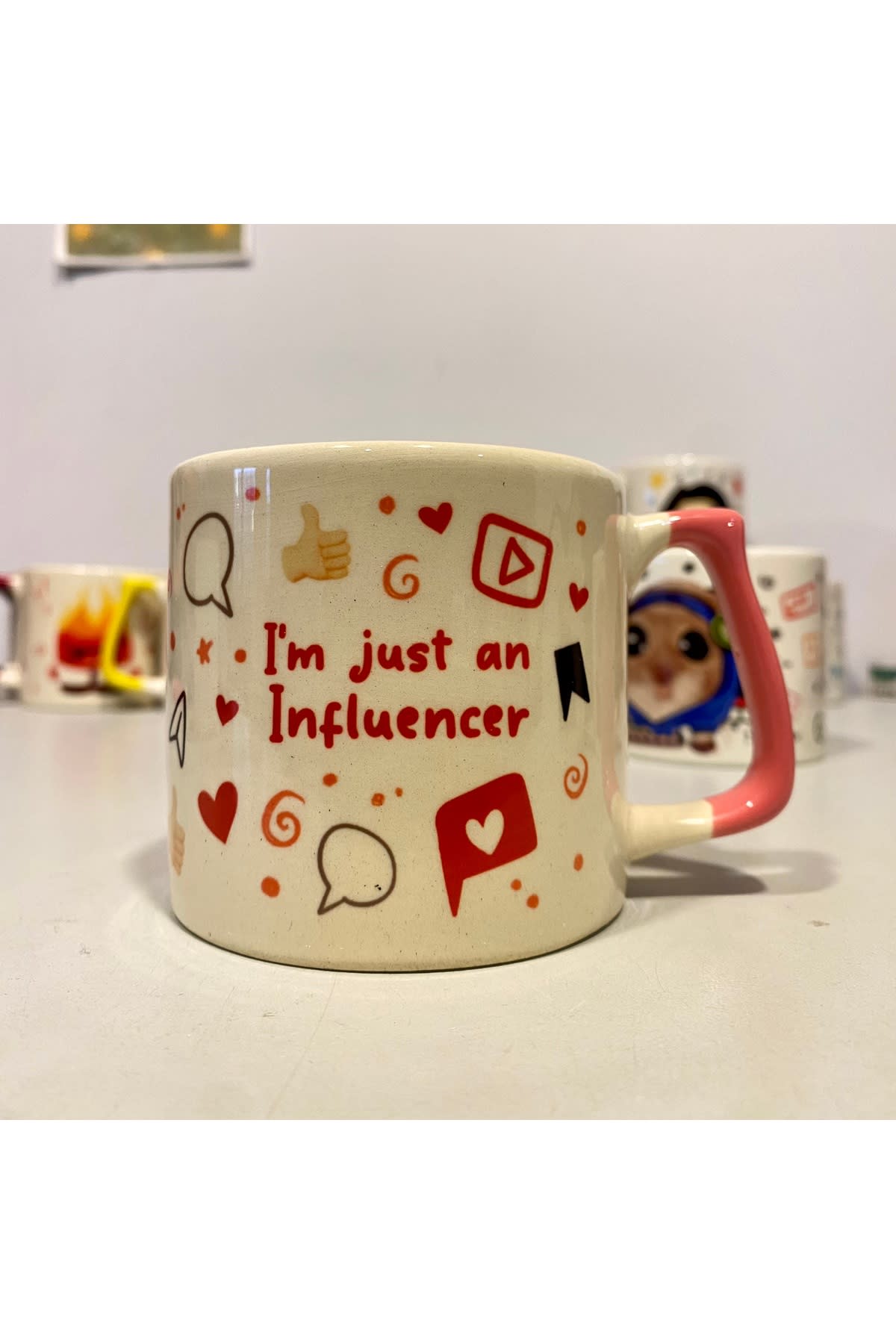 Sad Üzgün Hamster - Meslek: influencer sosyal medya youtuber Kupa bardak fincan görsel 3