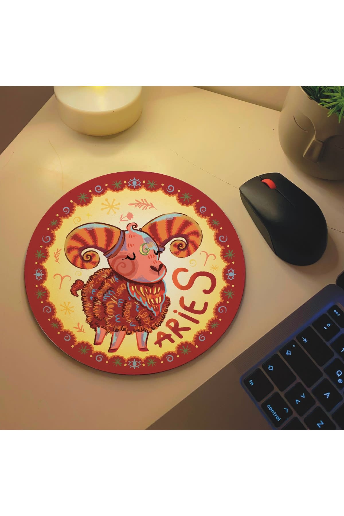 Aries Koç Burcu Özel Tasarım Burç Mousepad Mouse Altlığı