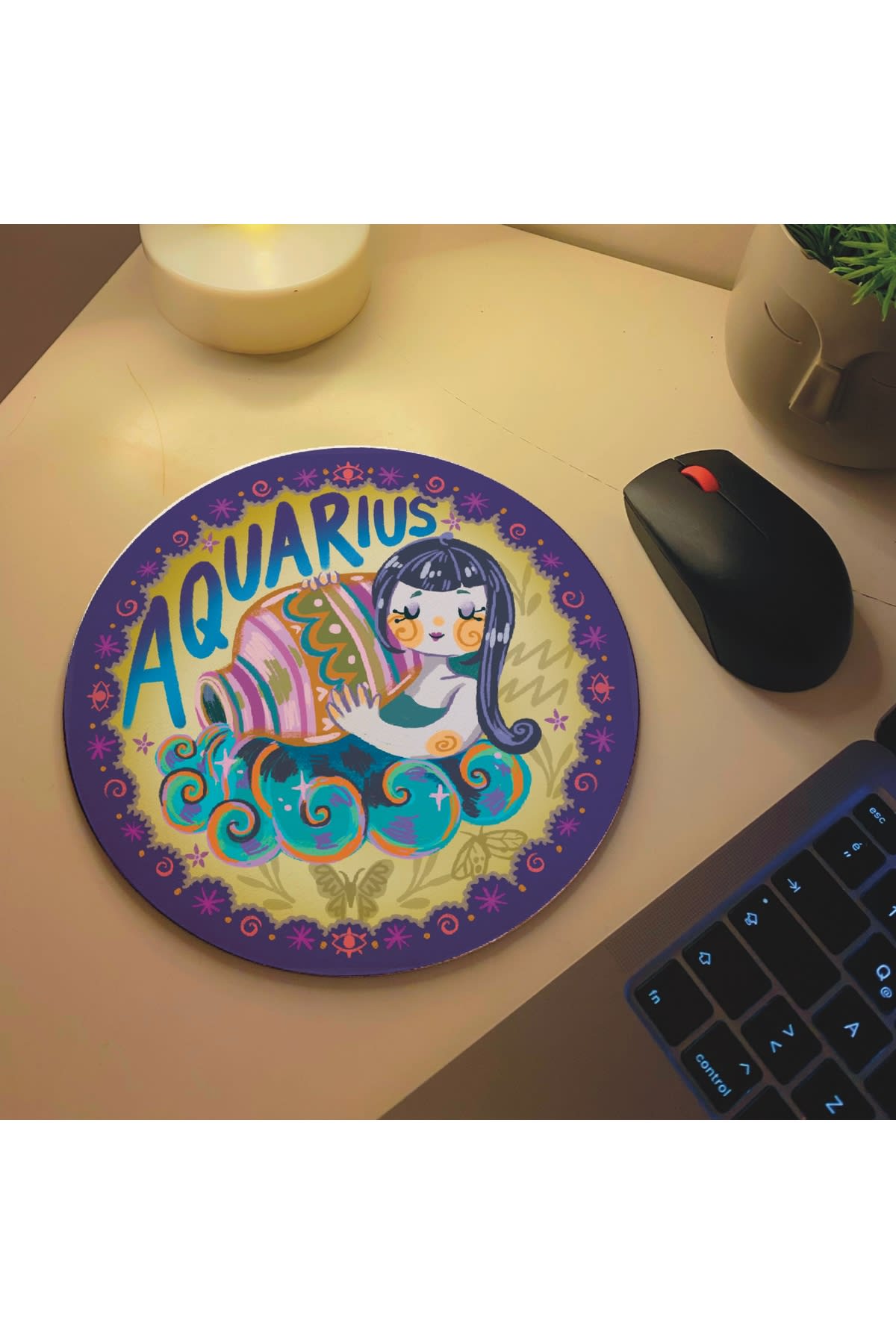 Aquarius Kova Burcu Özel Tasarım Burç Mousepad Mouse Altlığı