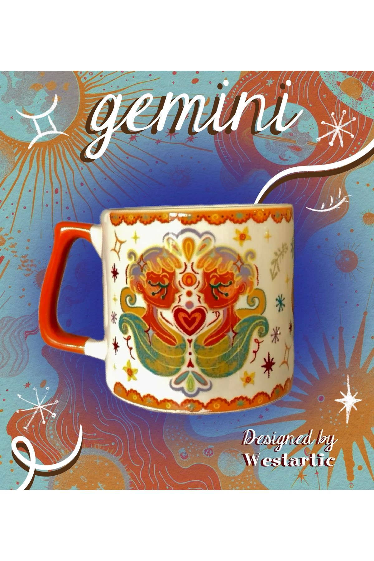 Gemini İkizler Burcu Özel Tasarım Burç Kupa Kahve Fincanı görsel 2