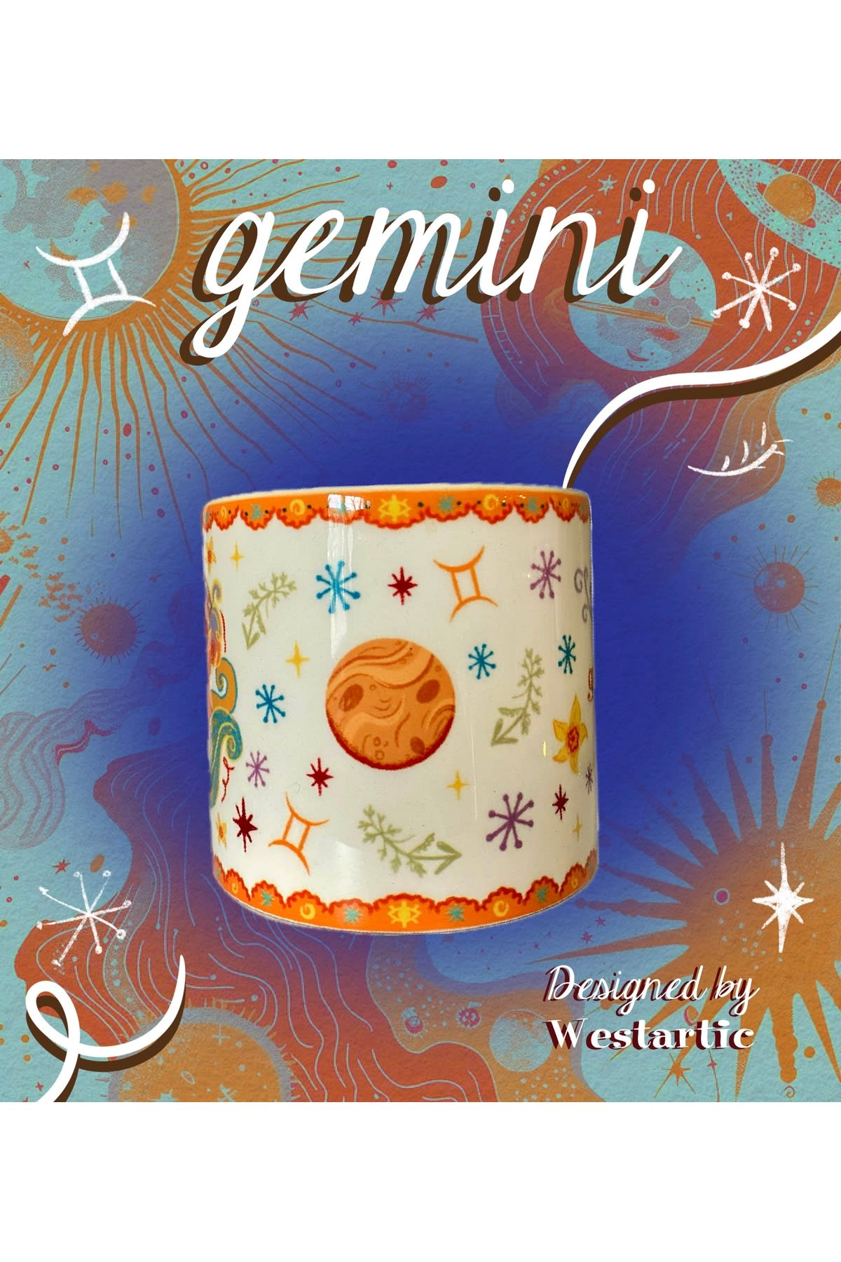 Gemini İkizler Burcu Özel Tasarım Burç Kupa Kahve Fincanı görsel 3