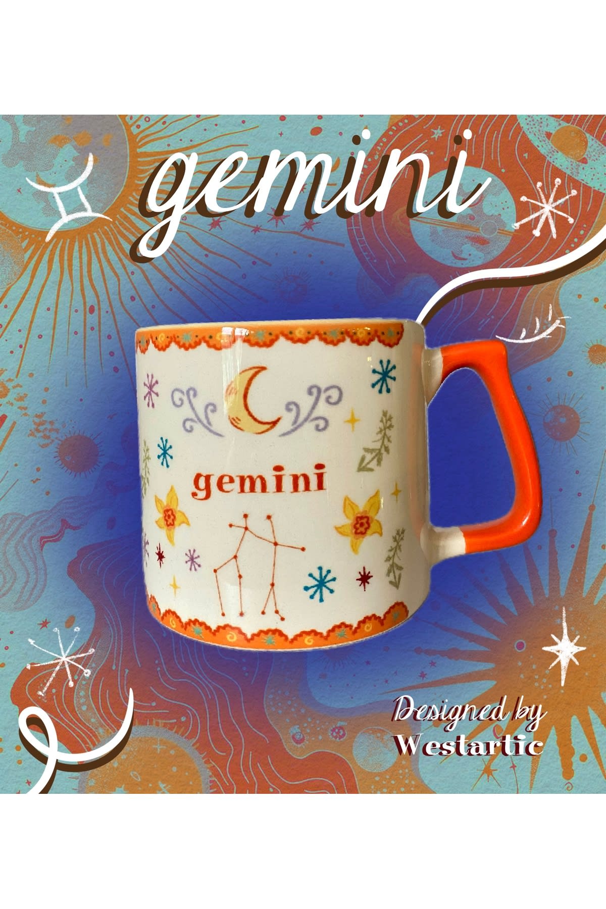 Gemini İkizler Burcu Özel Tasarım Burç Kupa Kahve Fincanı görsel 4