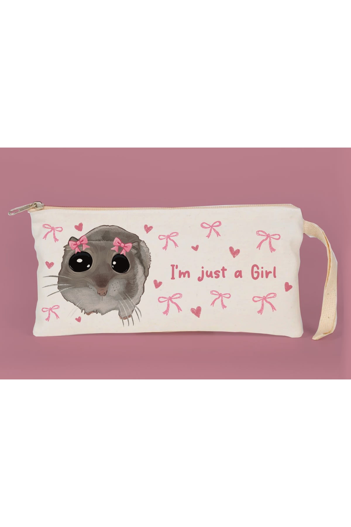 Sad Üzgün Hamster Just a Girl Kalemlik Mini Makyaj Çantası