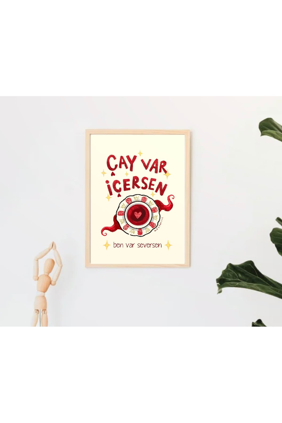 “Çay Var İçersen…” Çerçeveli Tasarım Poster Tablo 21x30cm