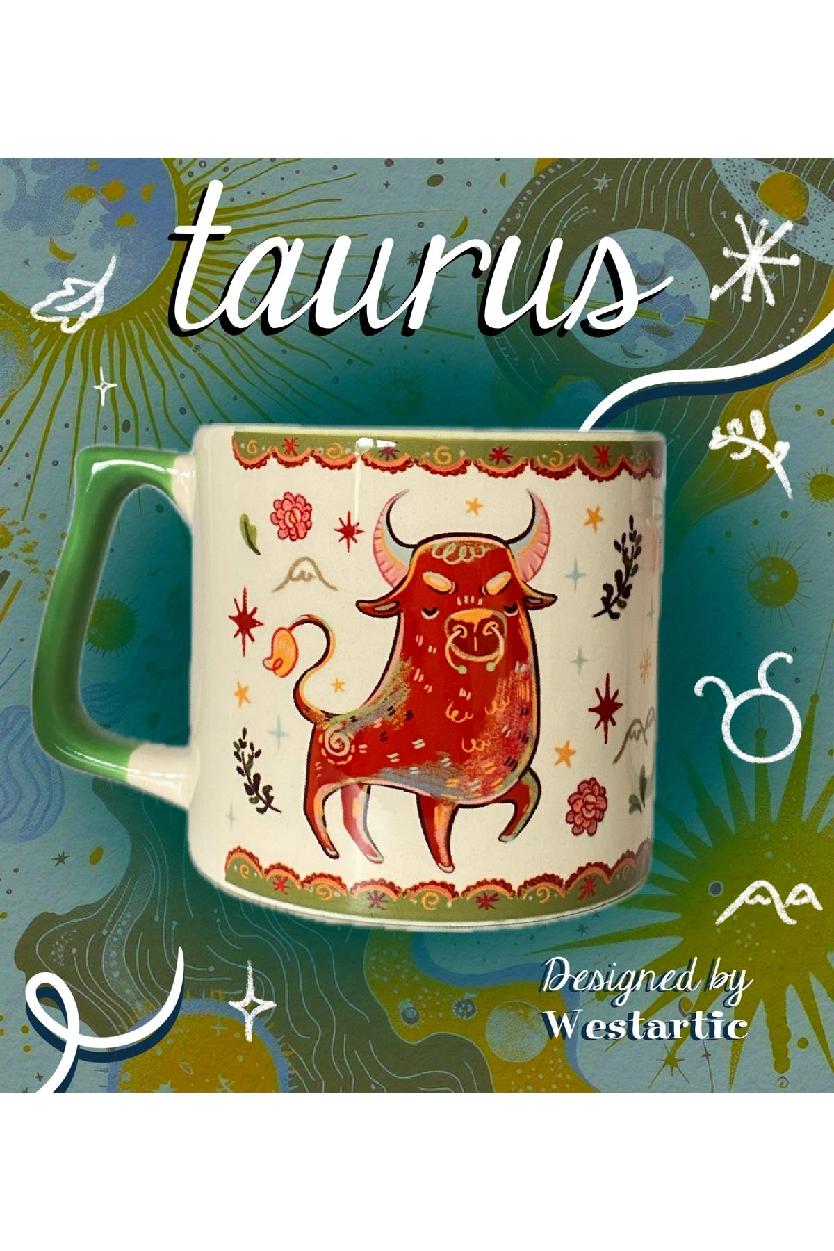 Taurus Boğa Burcu Özel Tasarım Burç Kupa Bardak Fincan görsel 2