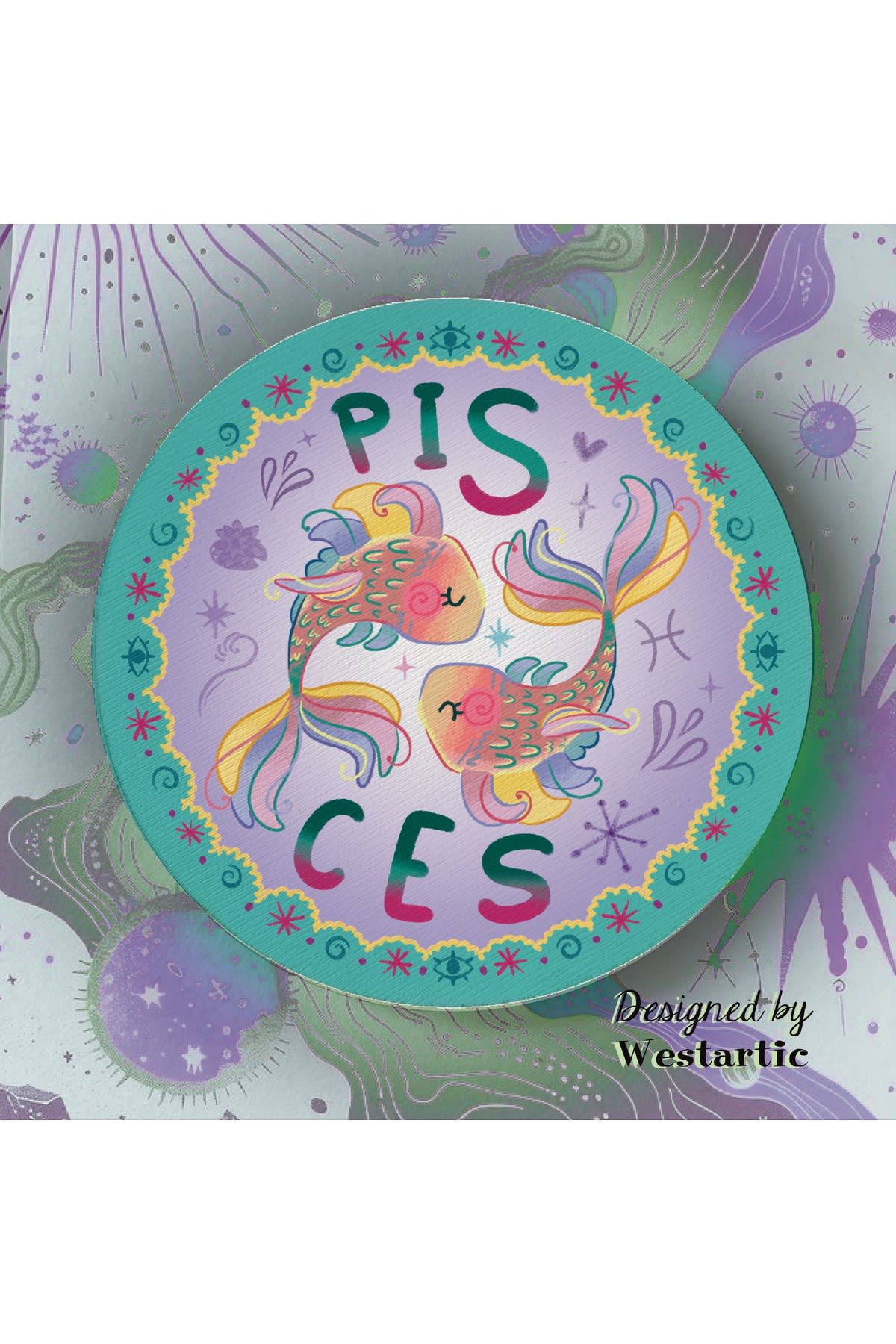 Pisces Balık Burcu Özel Tasarım Burç Bardak Altlığı