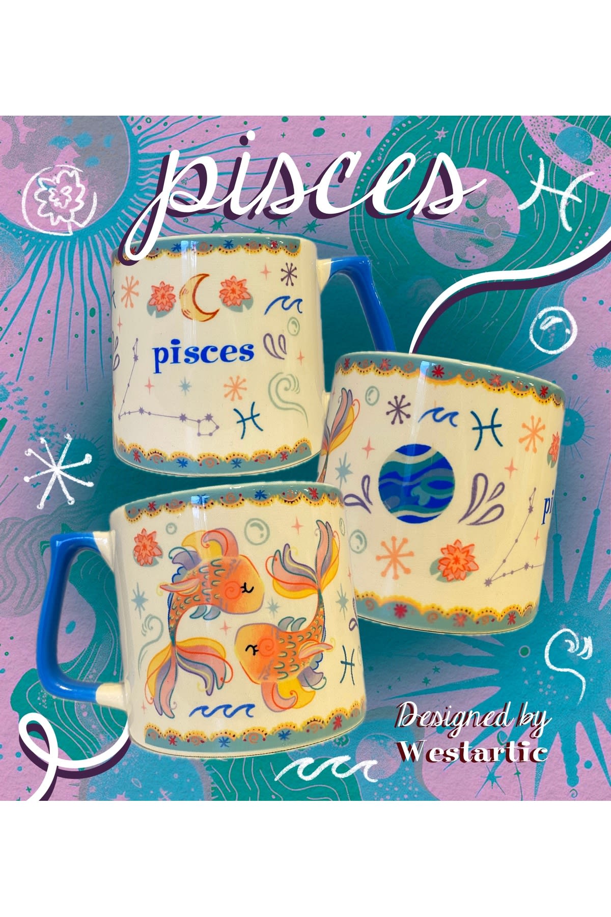 Pisces Balık Burcu Özel Tasarım Burç Kupa Bardak Fincan