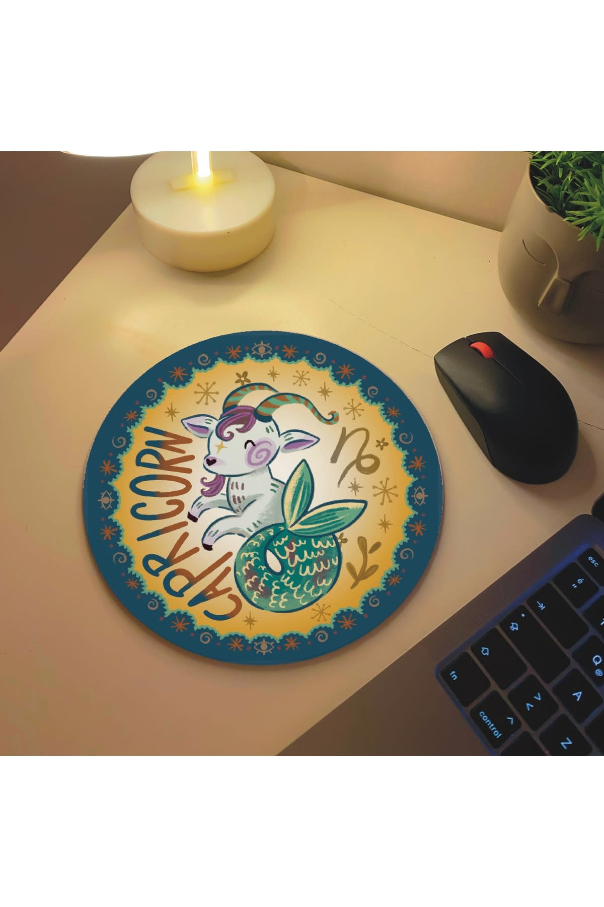 Capricorn Oğlak Burcu Özel Tasarım Mousepad Mouse Pad, Mouse Altlığı
