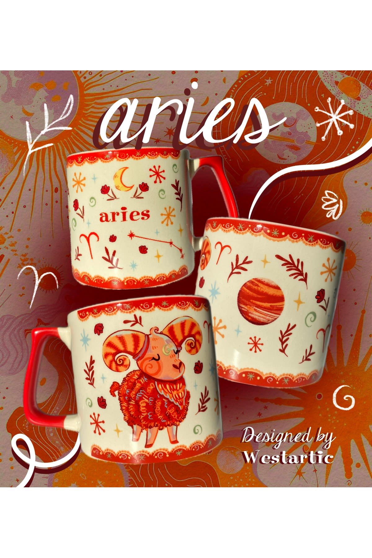 Aries Koç Burcu Özel Tasarım Burç Kupa Bardak Fincan