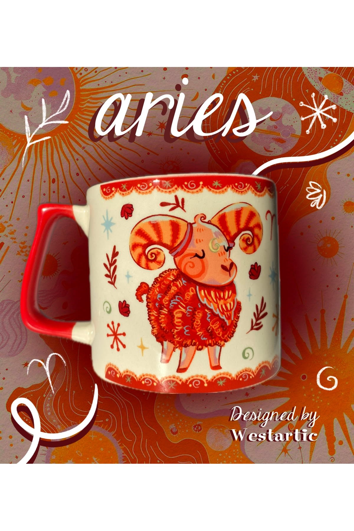 Aries Koç Burcu Özel Tasarım Burç Kupa Bardak Fincan görsel 2