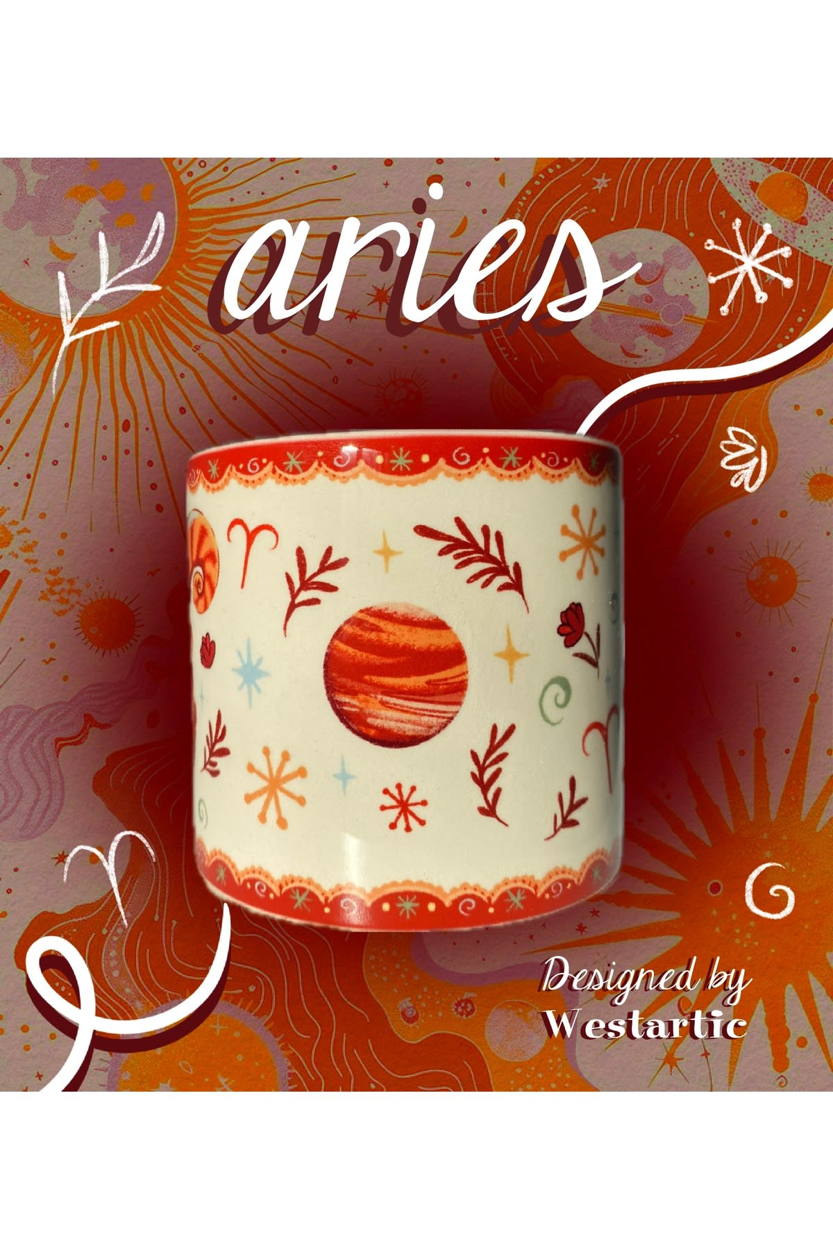 Aries Koç Burcu Özel Tasarım Burç Kupa Bardak Fincan görsel 3