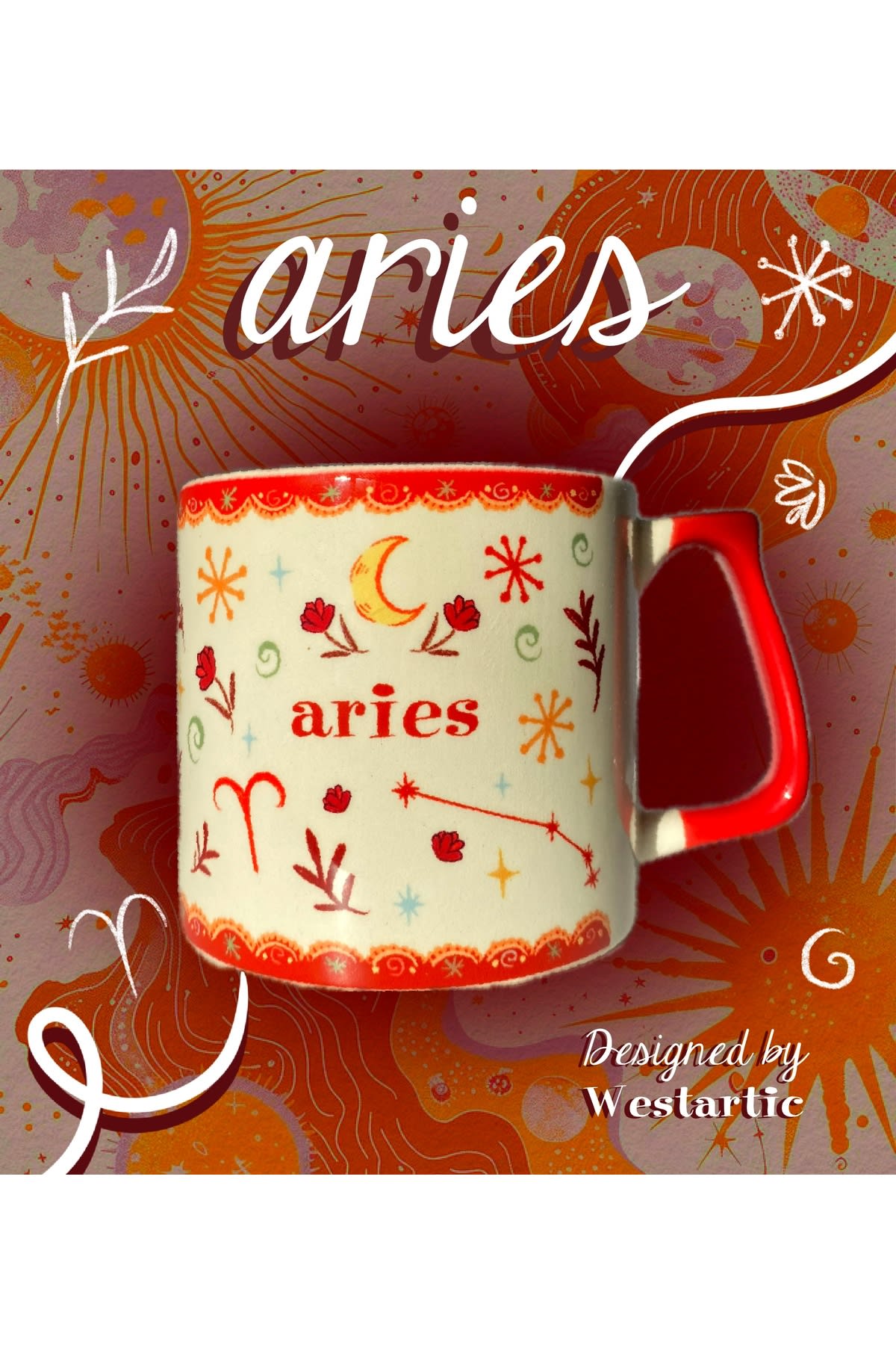 Aries Koç Burcu Özel Tasarım Burç Kupa Bardak Fincan görsel 4