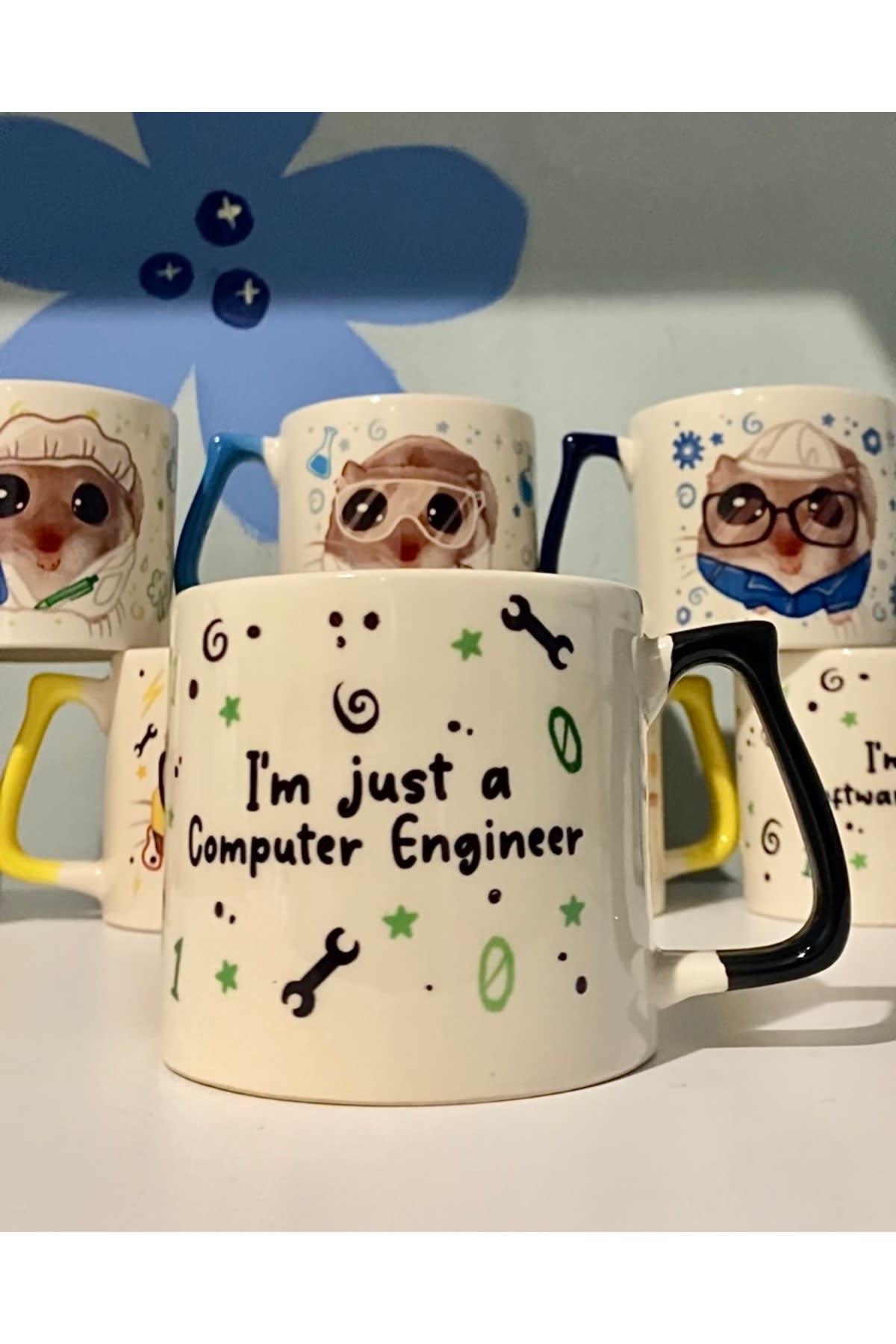 Sad Üzgün Hamster - Meslek: Bilgisayar Mühendisi (Computer Engineer) Kupa Bardak Fincan görsel 2