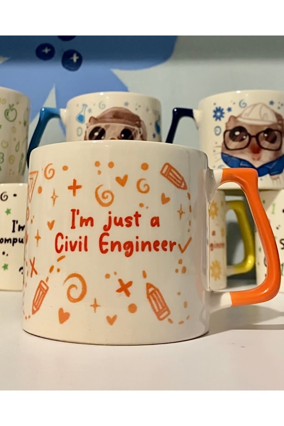 Sad Üzgün Hamster - Meslek: İnşaat Mühendisi (Civil Engineer) Kupa Bardak Fincan görsel 2