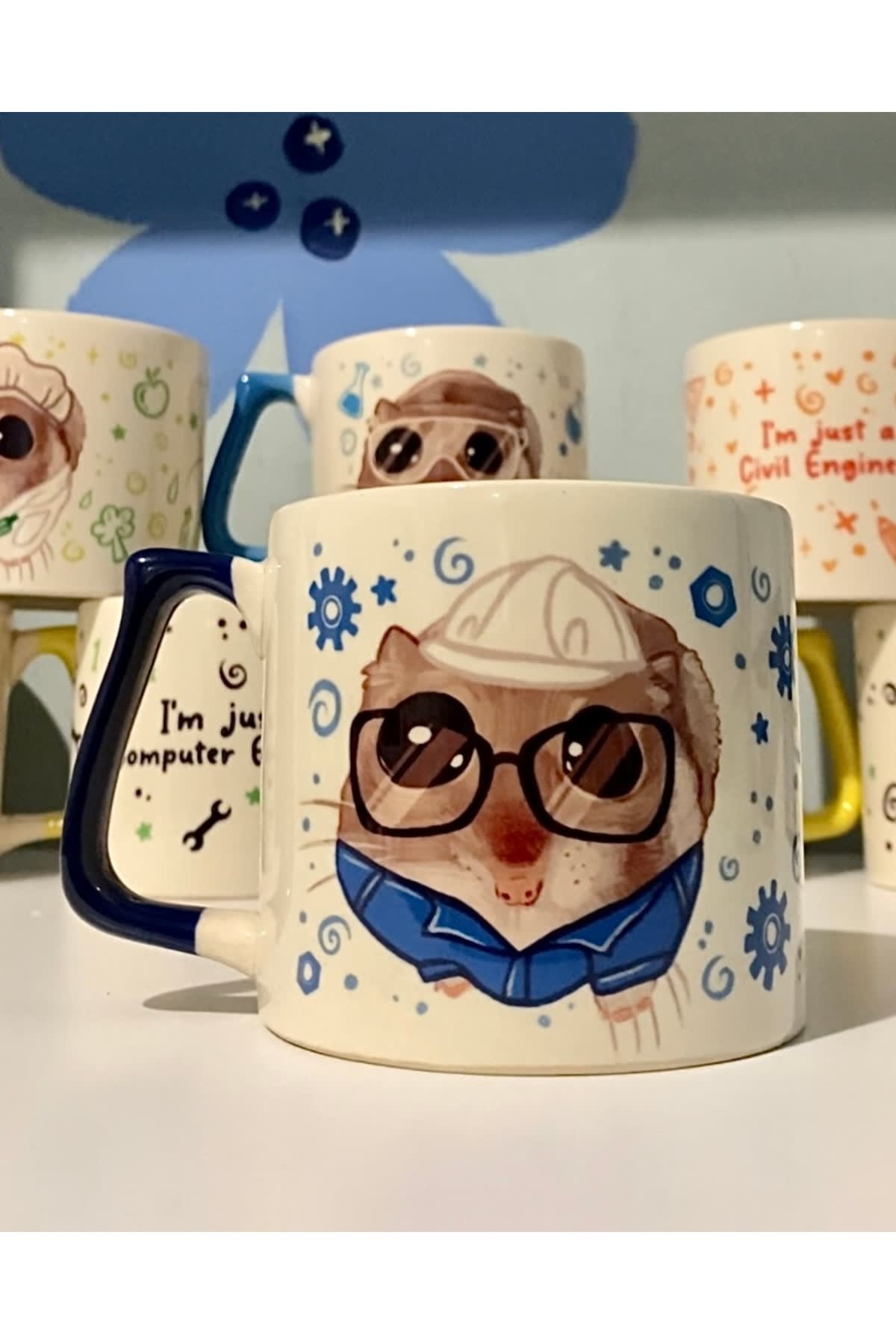 Sad Üzgün Hamster - Meslek: Makine Mühendisi (Machine Engineer) Kupa Bardak Fincan