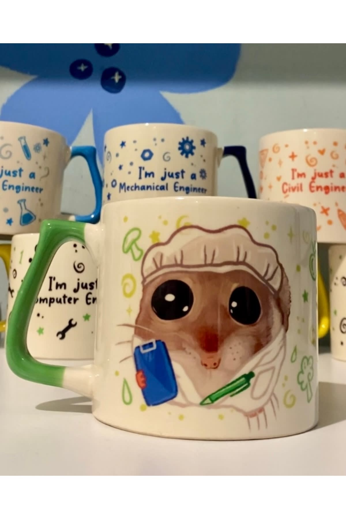 Sad Üzgün Hamster - Meslek: Gıda Mühendisi (Food Engineer) Kupa Bardak Fincan