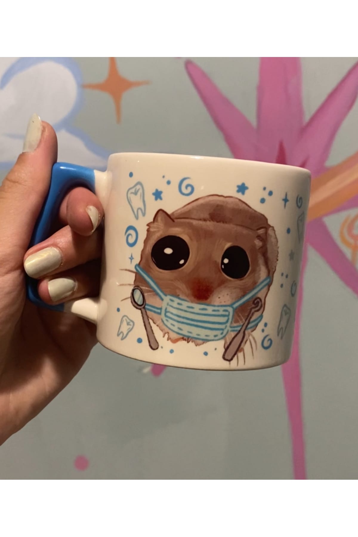 Sad Üzgün Hamster Meslek Dişçi Diş Doktoru Kupa Bardak Fincan