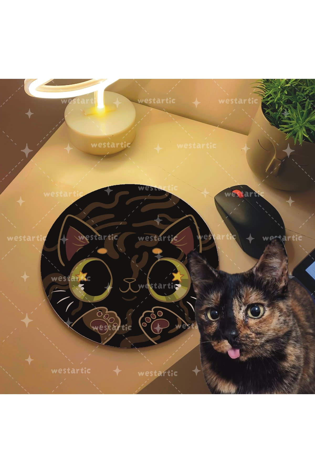westcats Tortoiseshell Kaplumbağa Kabuğu Renkli Kedi Tasarım Mousepad Mouse Pad Altlığı
