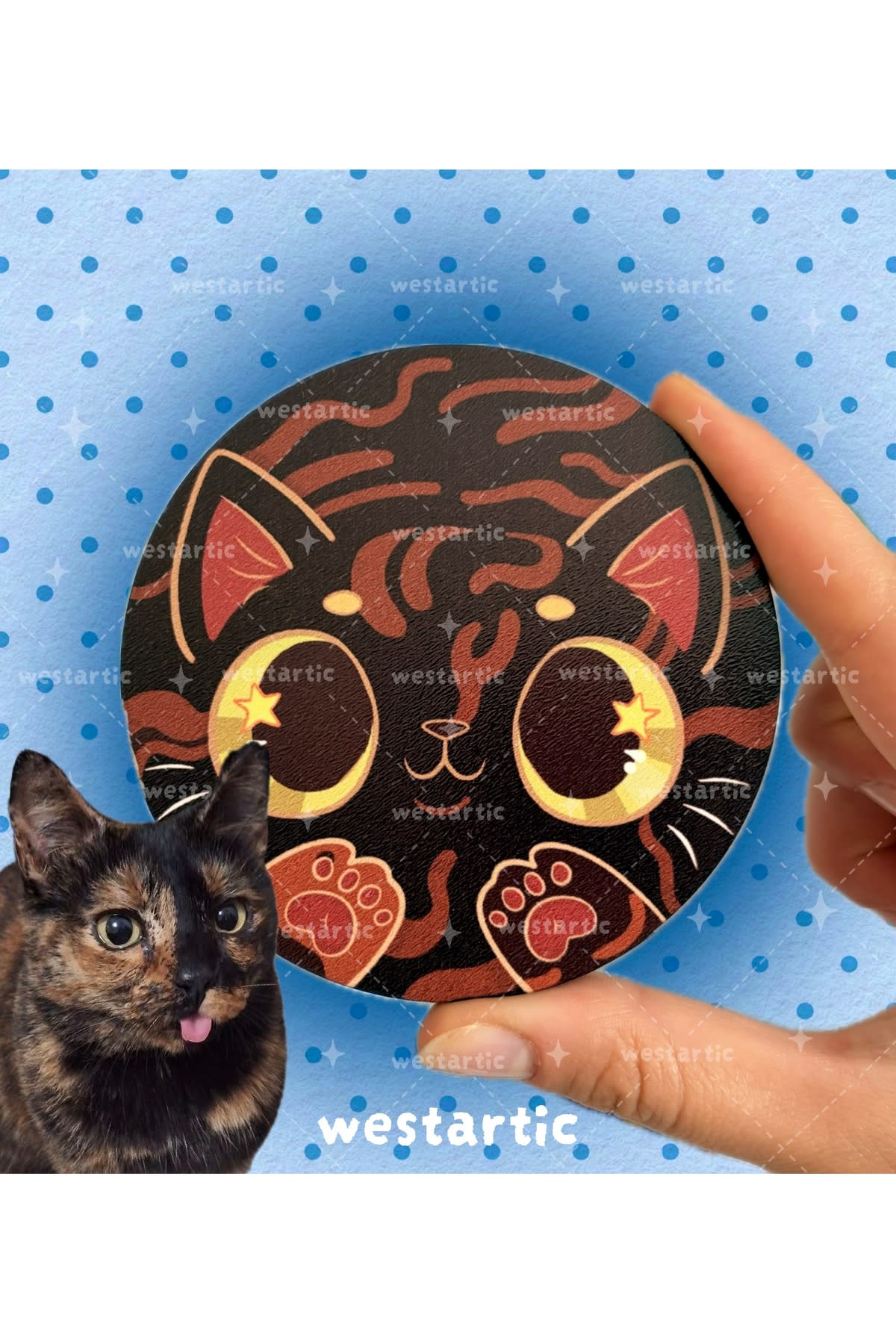 westcats Tortoiseshell Kaplumbağa Kabuğu Renkli Kedi Tasarım Kupa Fincan Bardak Altlığı