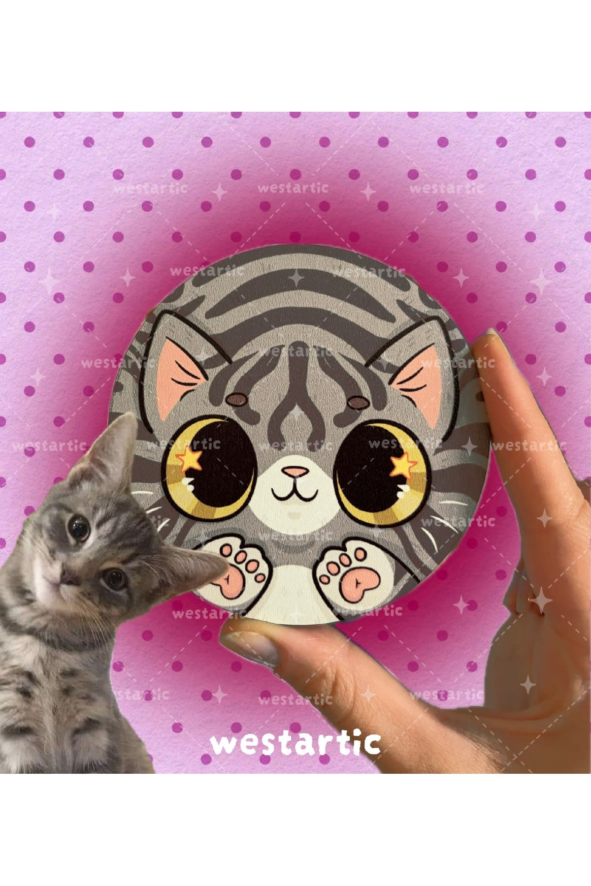 westcats Gray Tabby Gri Tekir Kedi Tasarım Kupa Fincan Bardak Altlığı