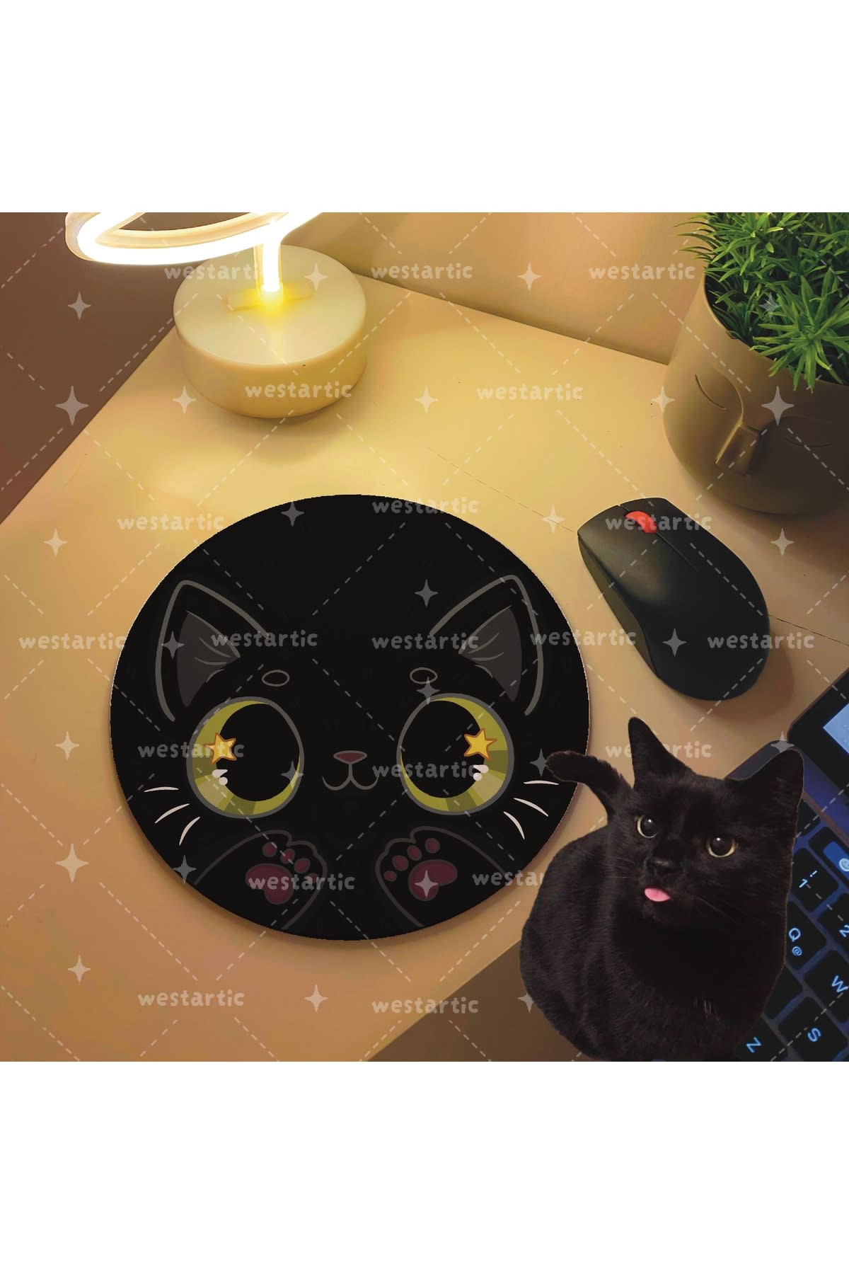westcats Siyah Bombay Kedisi Kara Kedi Tasarım Mousepad Mouse Pad Altlığı