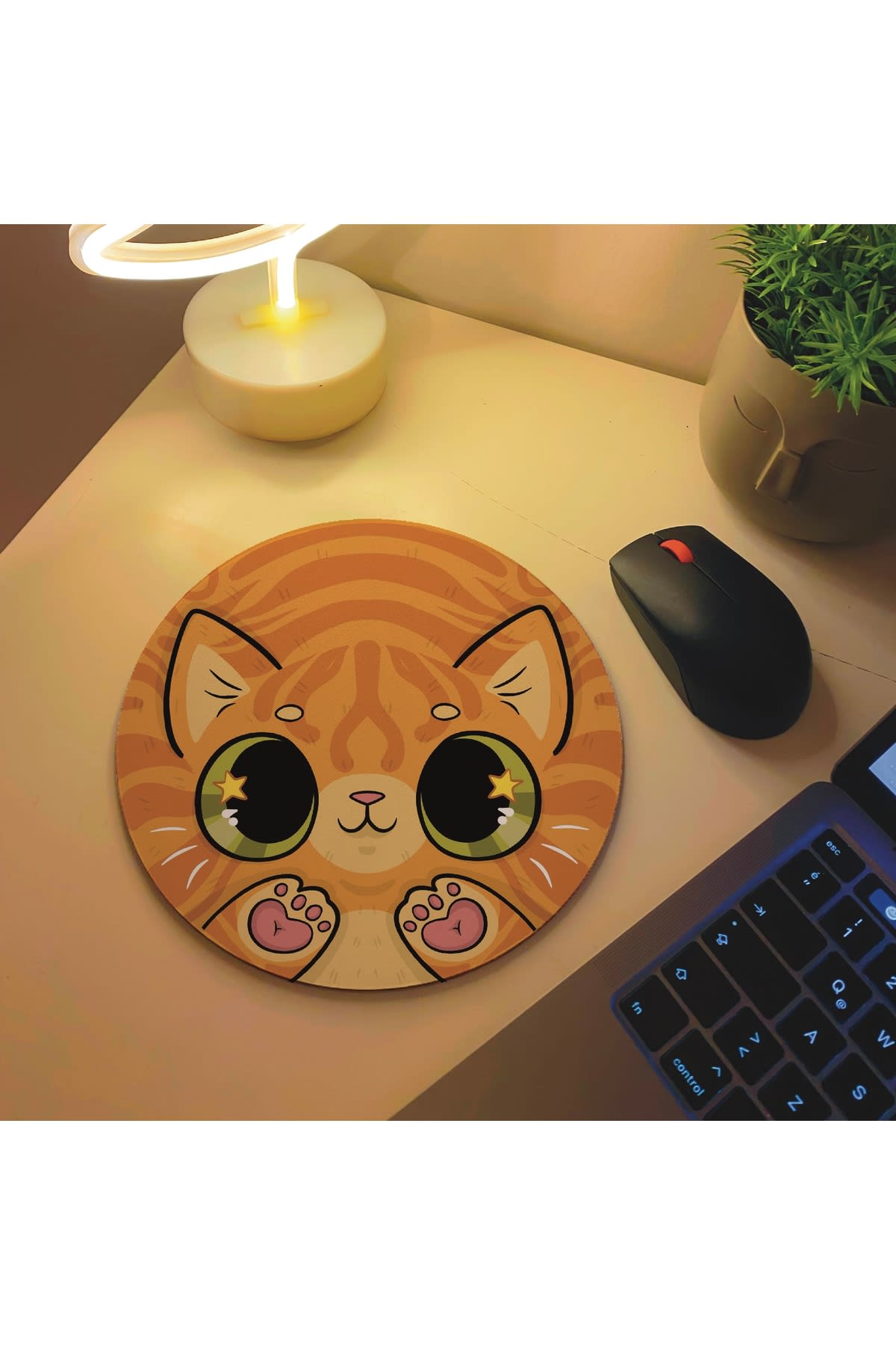 westcats Sarman Sarı Turuncu Kedi Orange Cat Tasarım Mousepad Mouse Pad Altlığı