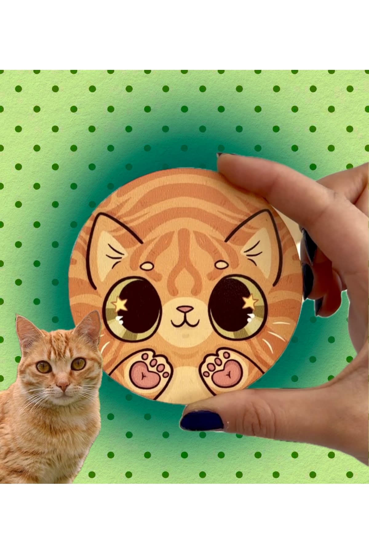 westcat Sarman Sarı Turuncu Kedi Orange Cat Tasarım Bardak Altlığı