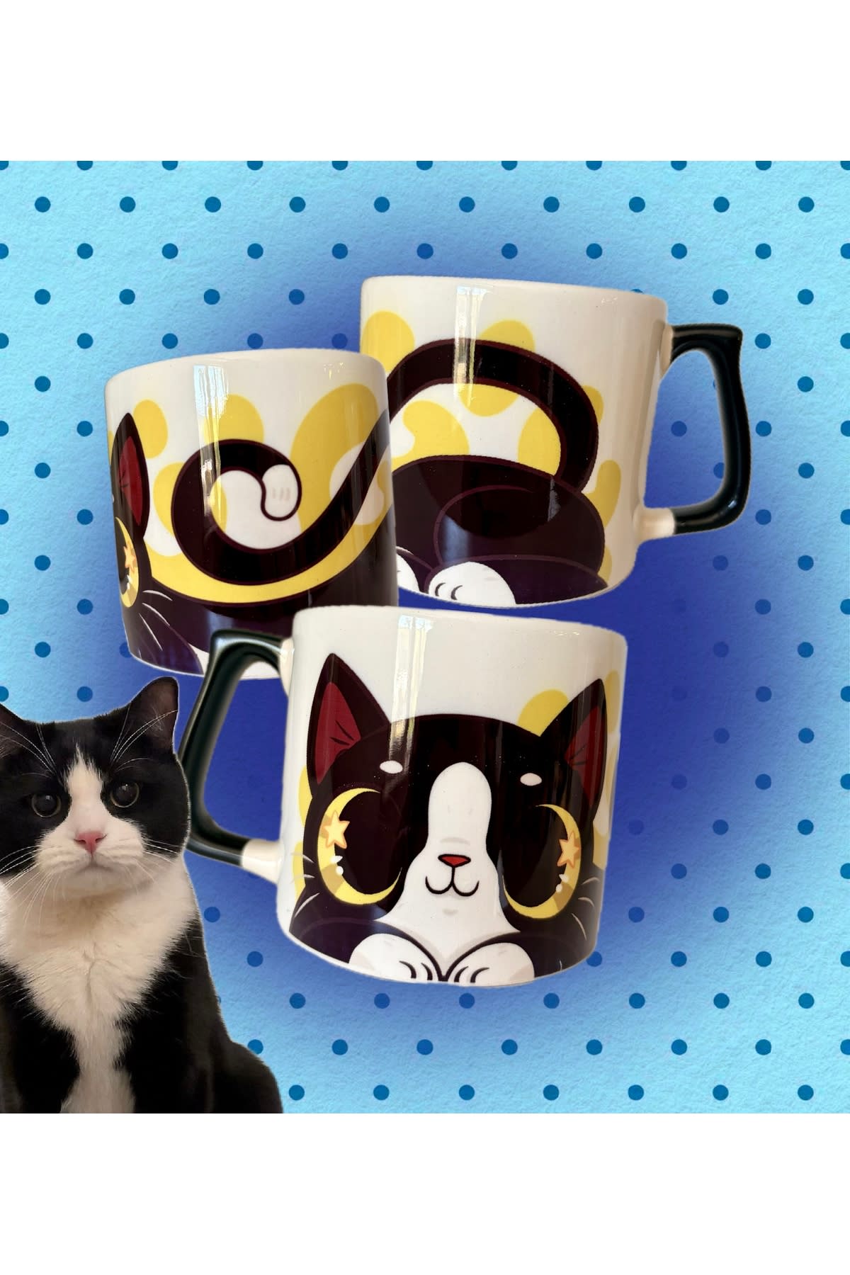 westcat Smokin Siyah Beyaz Kedi Tuxedo Cat Tasarım Kupa Fincan Bardak