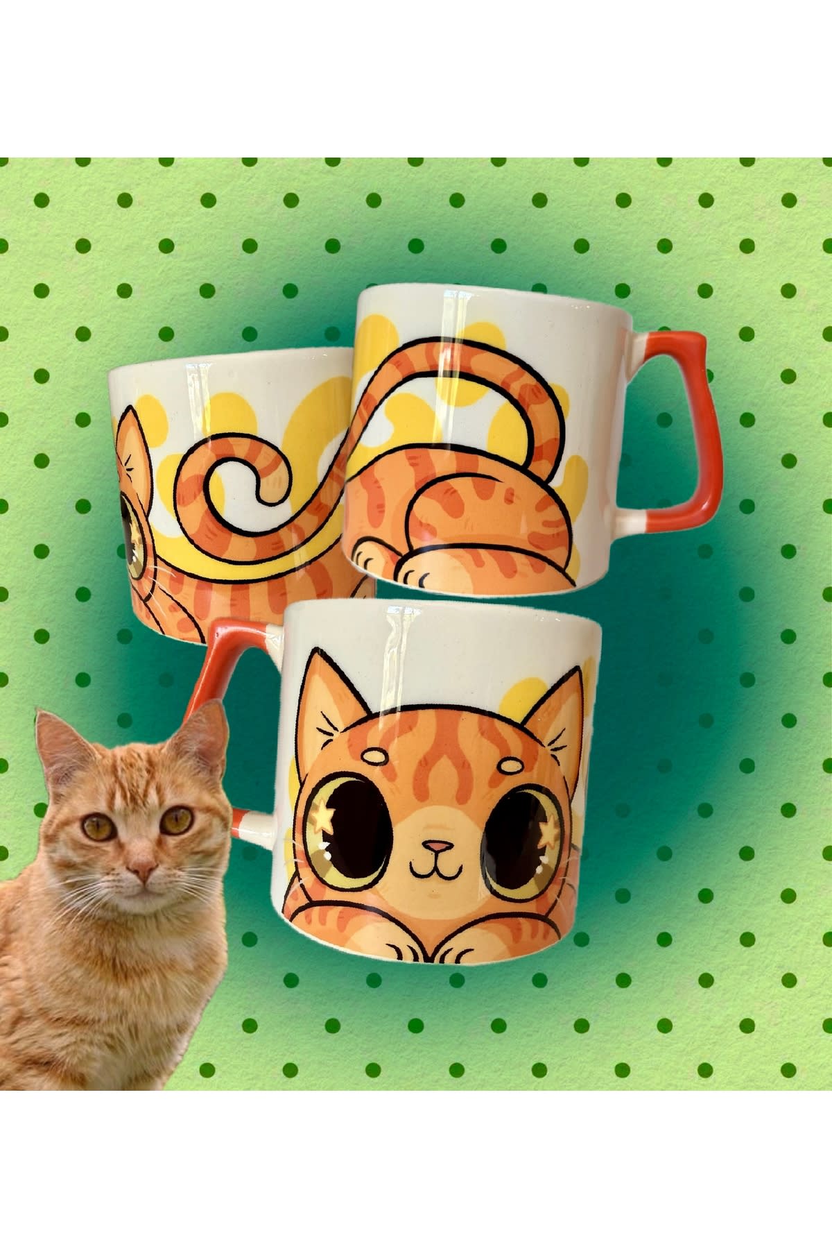 westcat Sarman Sarı Turuncu Kedi Orange Cat Tasarım Kupa Fincan Bardak