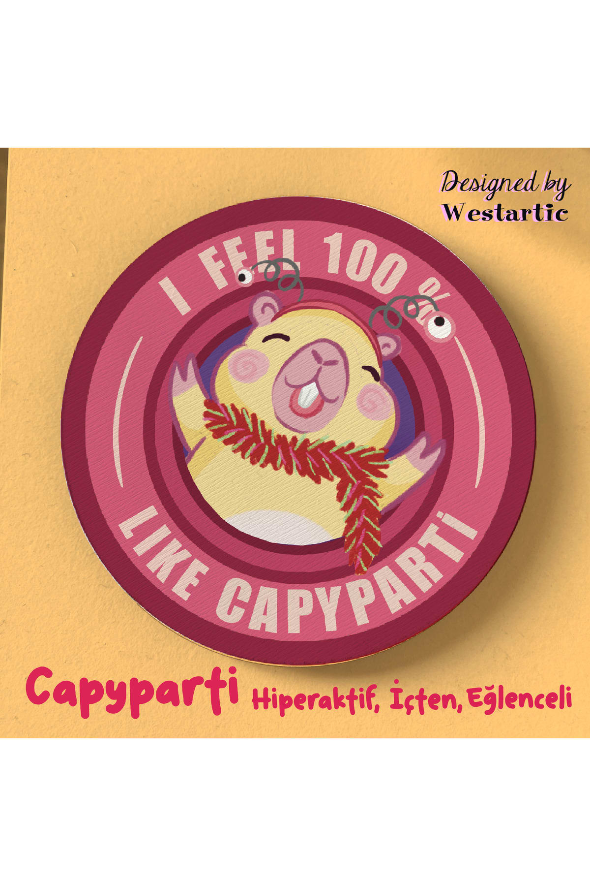 Capyparti Özel Tasarım Capybara (Kapibara) Bardak Altlığı