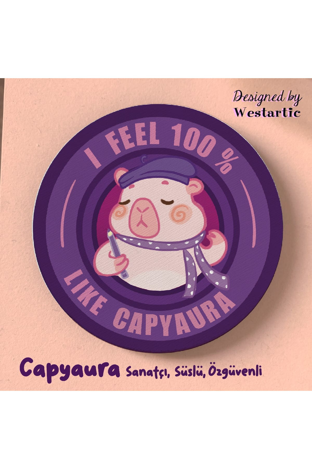 Capyaura Özel Tasarım Capybara (Kapibara) Bardak Altlığı