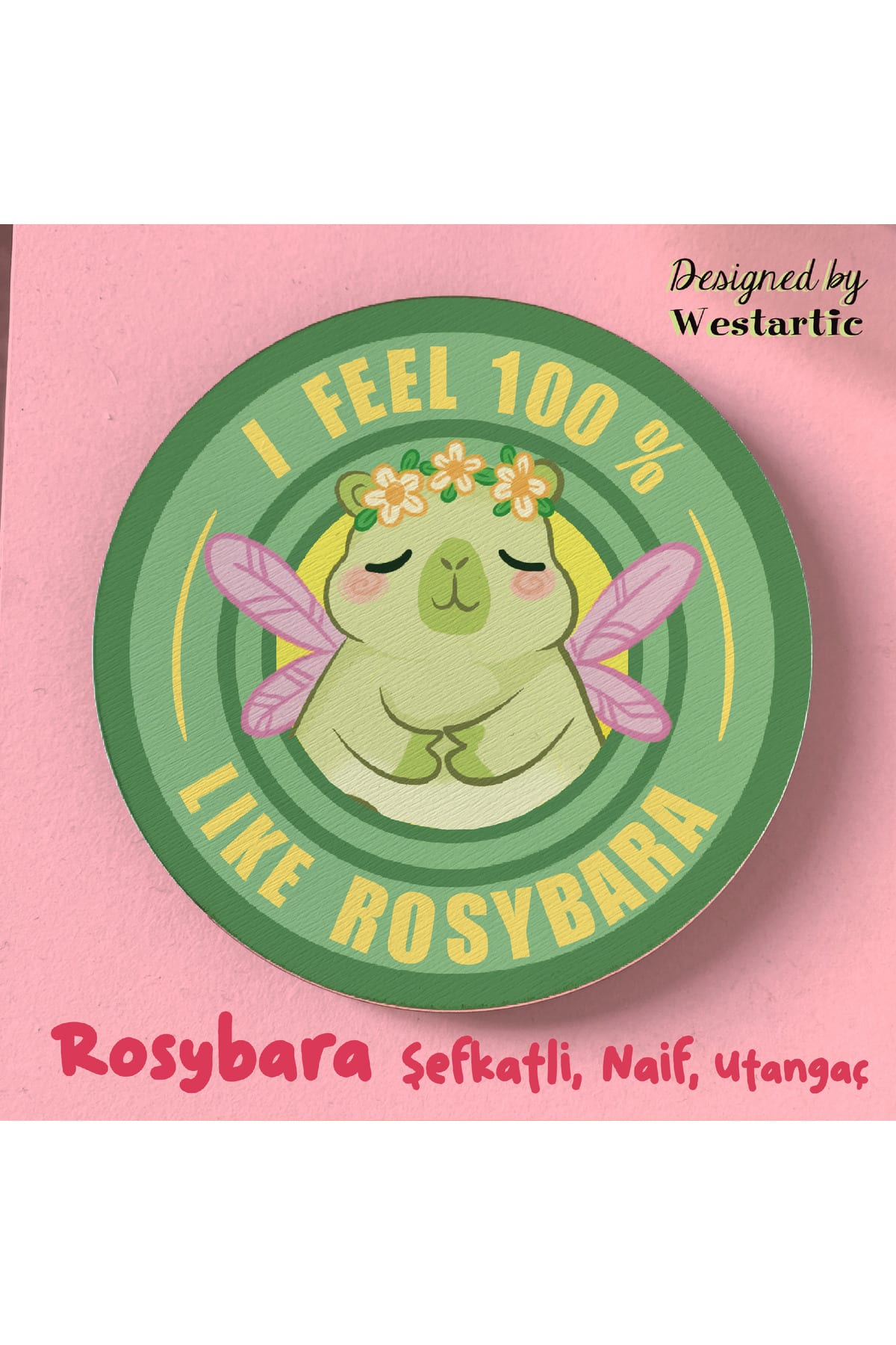 Rosybara Özel Tasarım Capybara (Kapibara) Bardak Altlığı