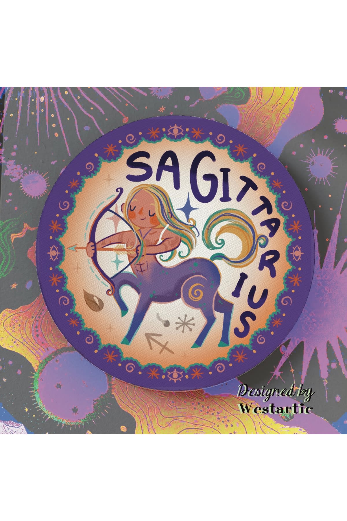 Sagittarius Yay Burcu Özel Tasarım Burç Bardak Altlığı