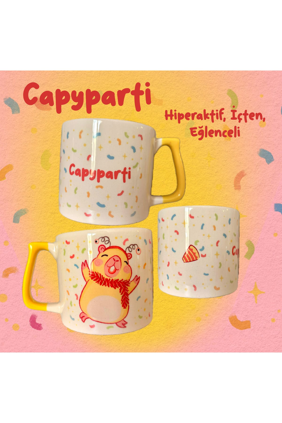 Capyparti Özel Tasarım Capybara (Kapibara) Kupa Fincan Bardak