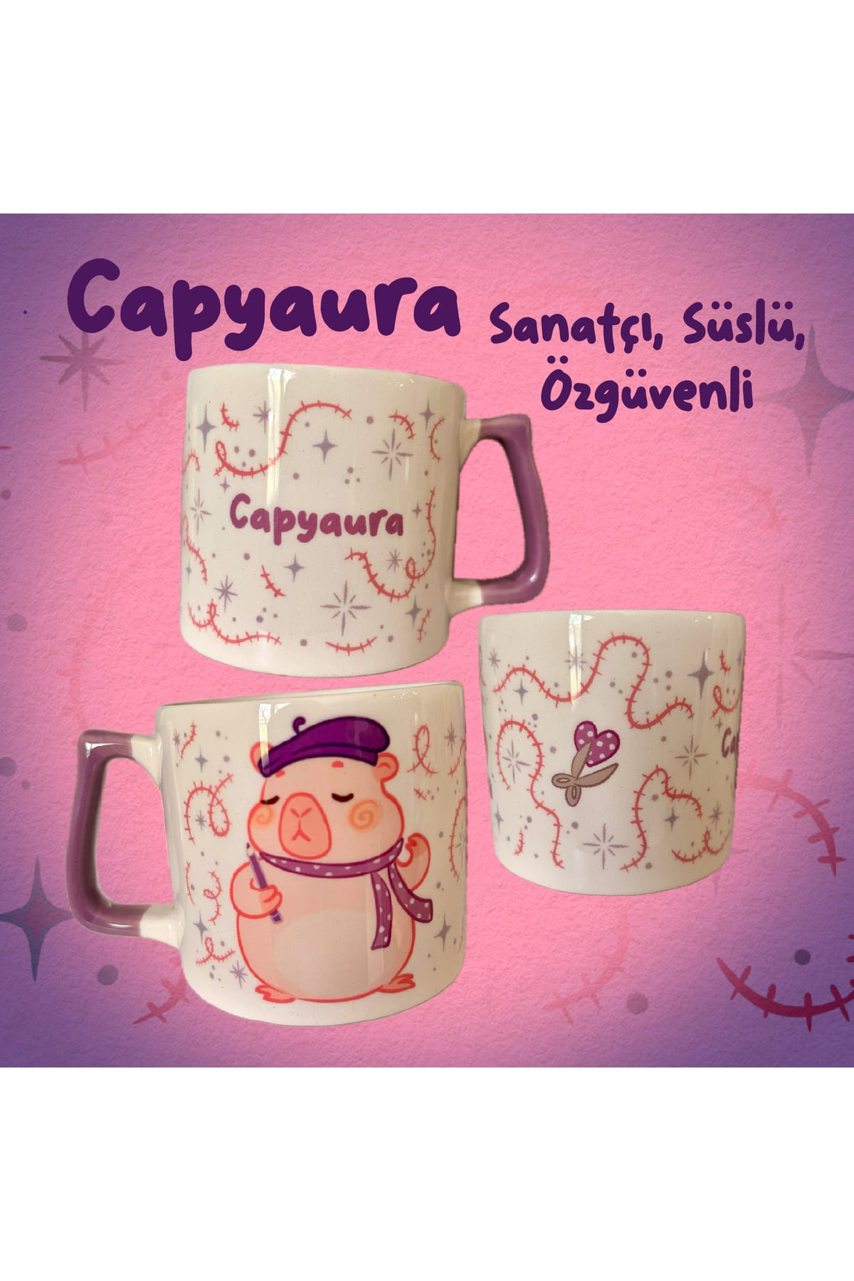 Capyaura Özel Tasarım Capybara (Kapibara) Kupa Fincan Bardak