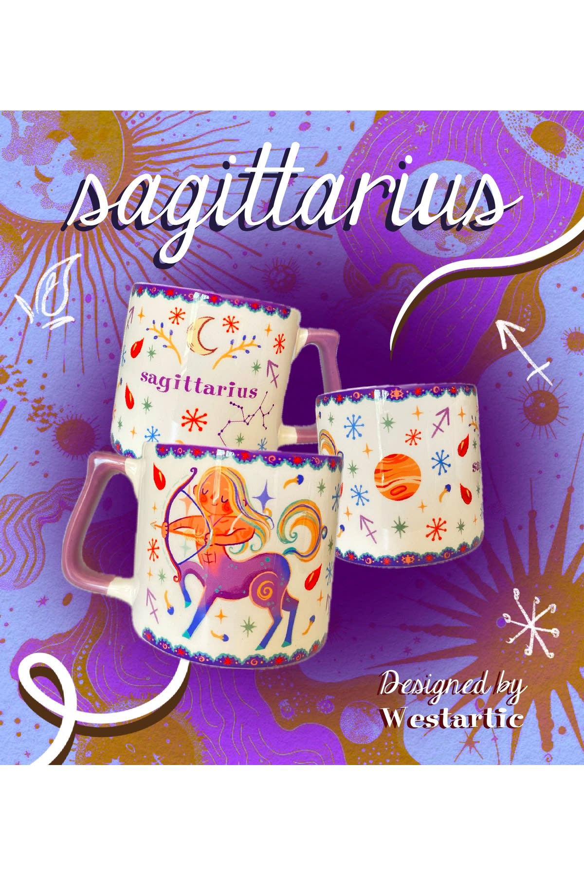Sagittarius Yay Burcu Özel Tasarım Burç Kupa Fincan