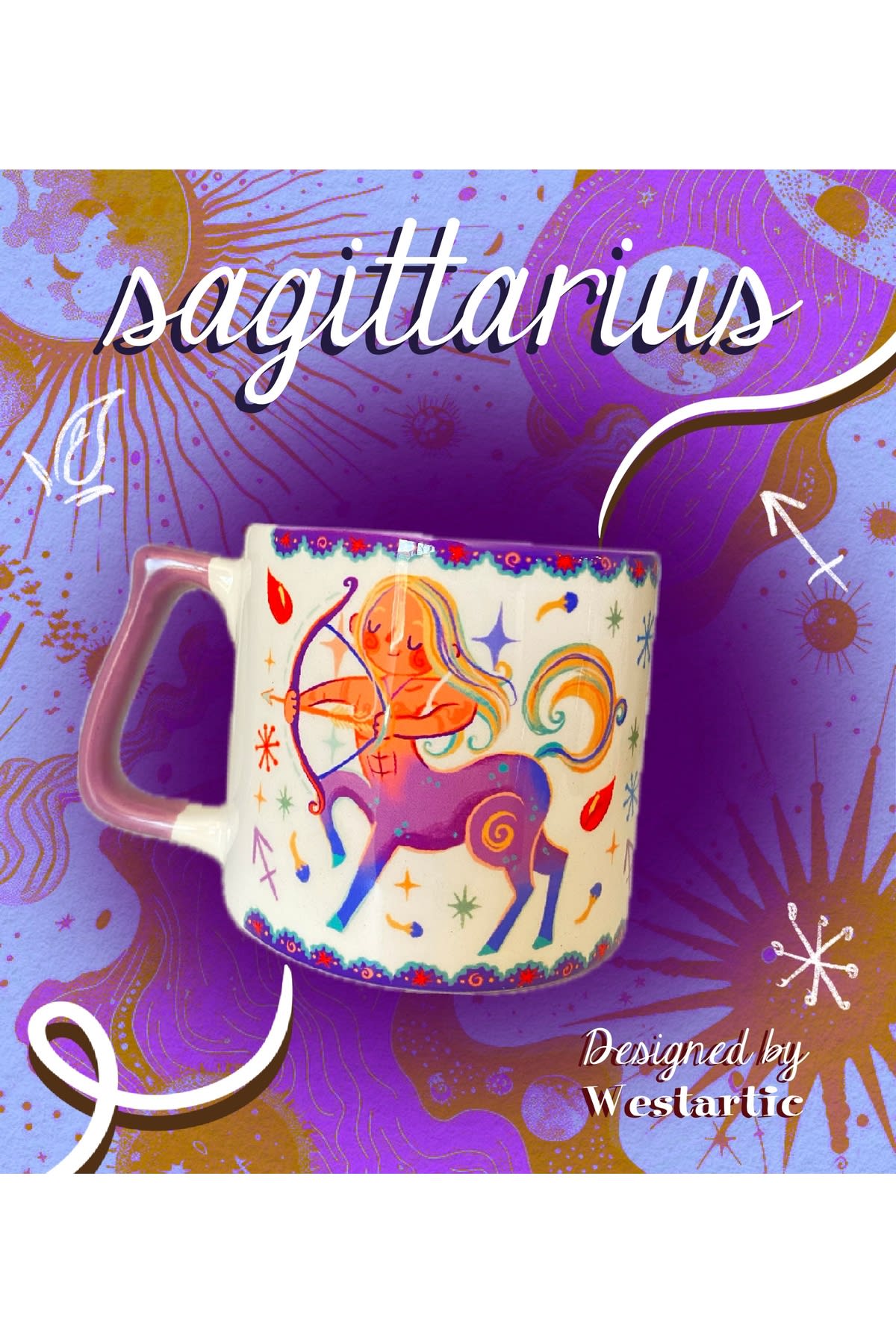 Sagittarius Yay Burcu Özel Tasarım Burç Kupa Fincan görsel 2