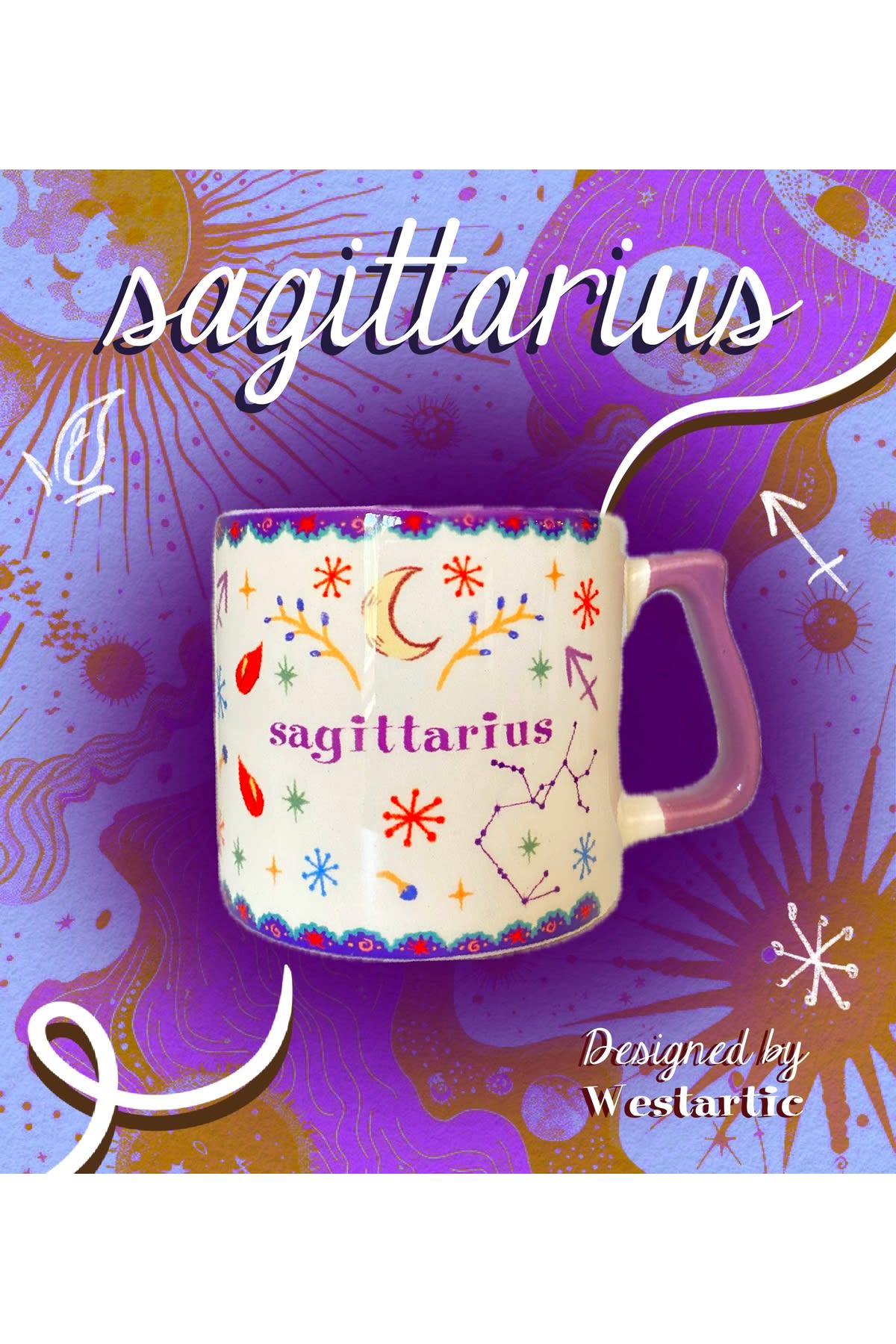 Sagittarius Yay Burcu Özel Tasarım Burç Kupa Fincan görsel 4