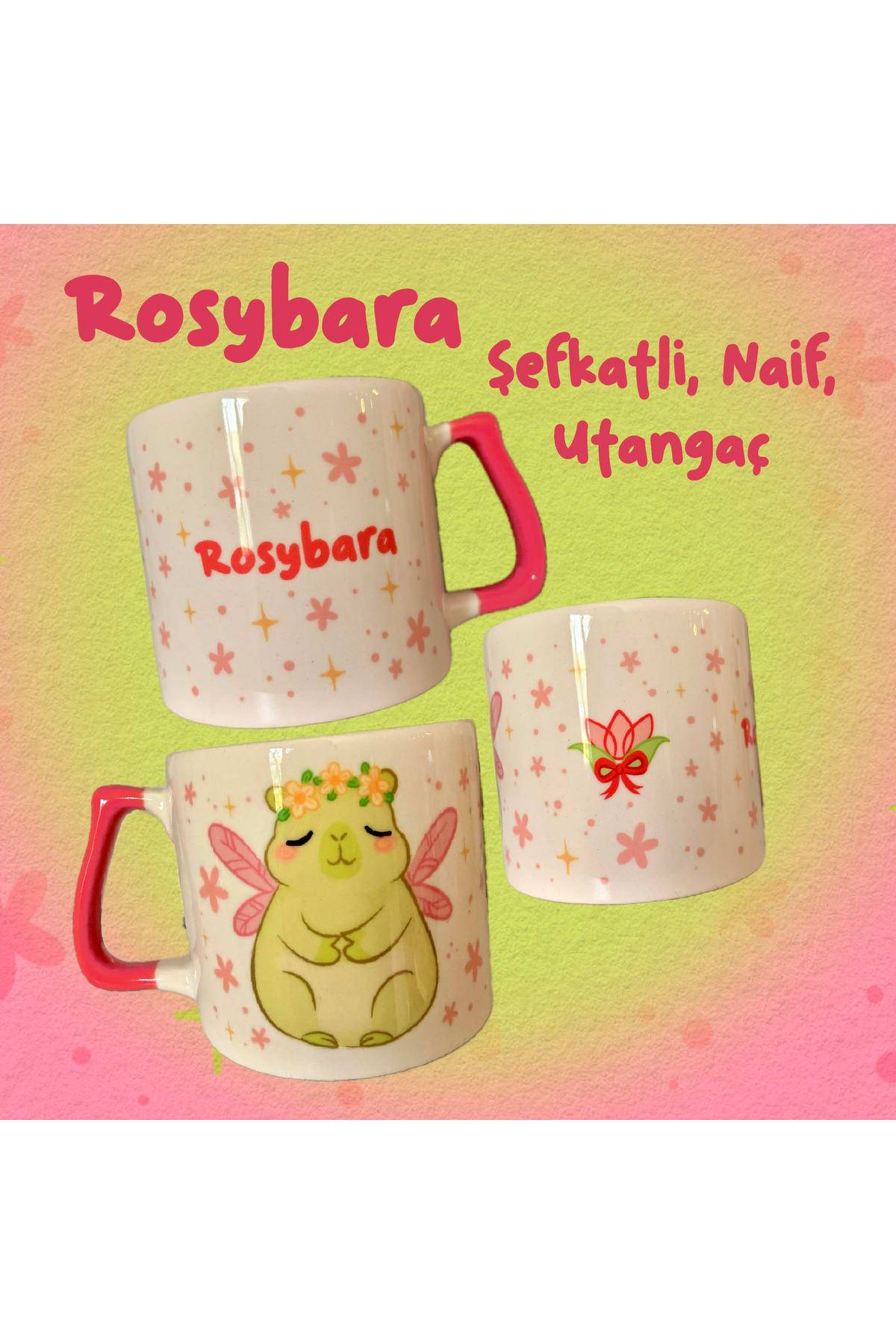 Rosybara Özel Tasarım Capybara (Kapibara) Kupa Fincan Bardak