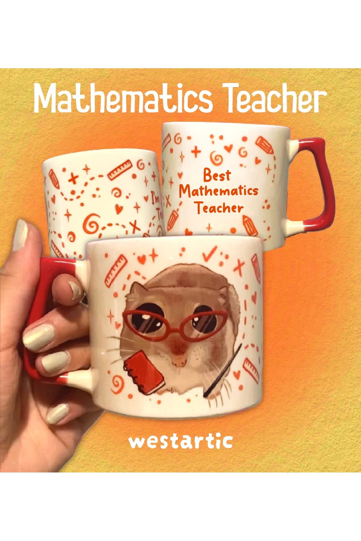 Sad Üzgün Hamster - Meslek: Matematik Öğretmeni Mathematics Teacher Kupa Bardak Fincan