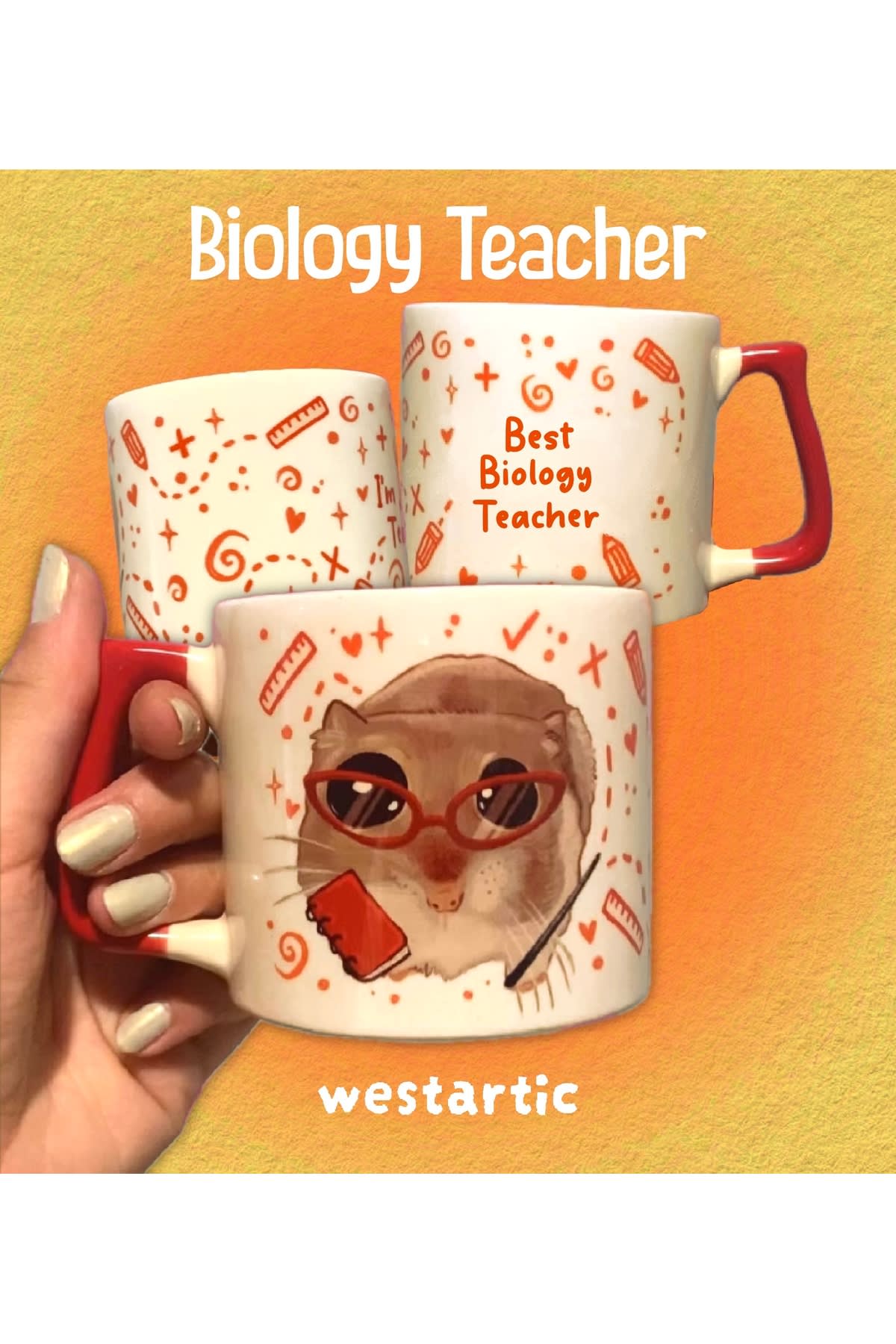 Sad Üzgün Hamster - Meslek: Biyoloji Öğretmeni Biology Teacher Kupa Bardak Fincan