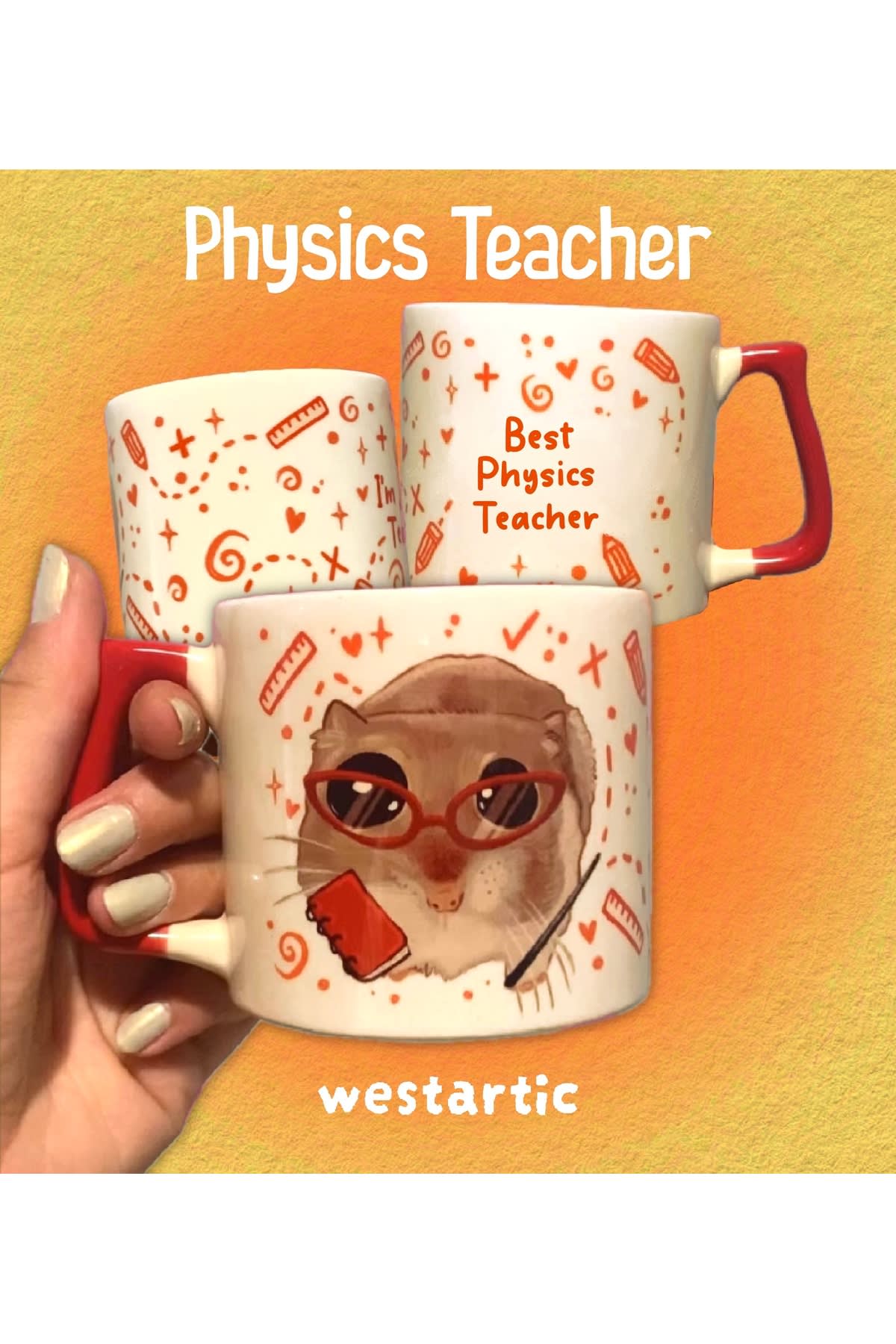 Sad Üzgün Hamster - Meslek: Fizik Öğretmeni Physics Teacher Kupa Bardak Fincan