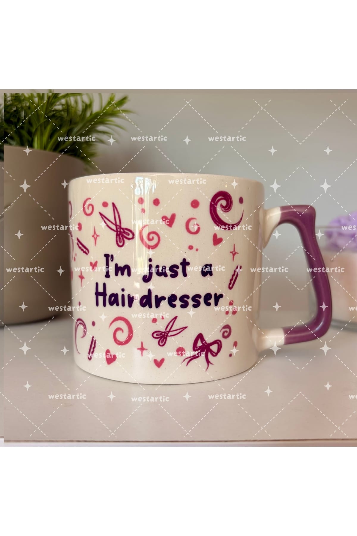Sad Üzgün Hamster - Meslek: Kuaför (Hairdresser) Kupa Bardak Fincan görsel 3