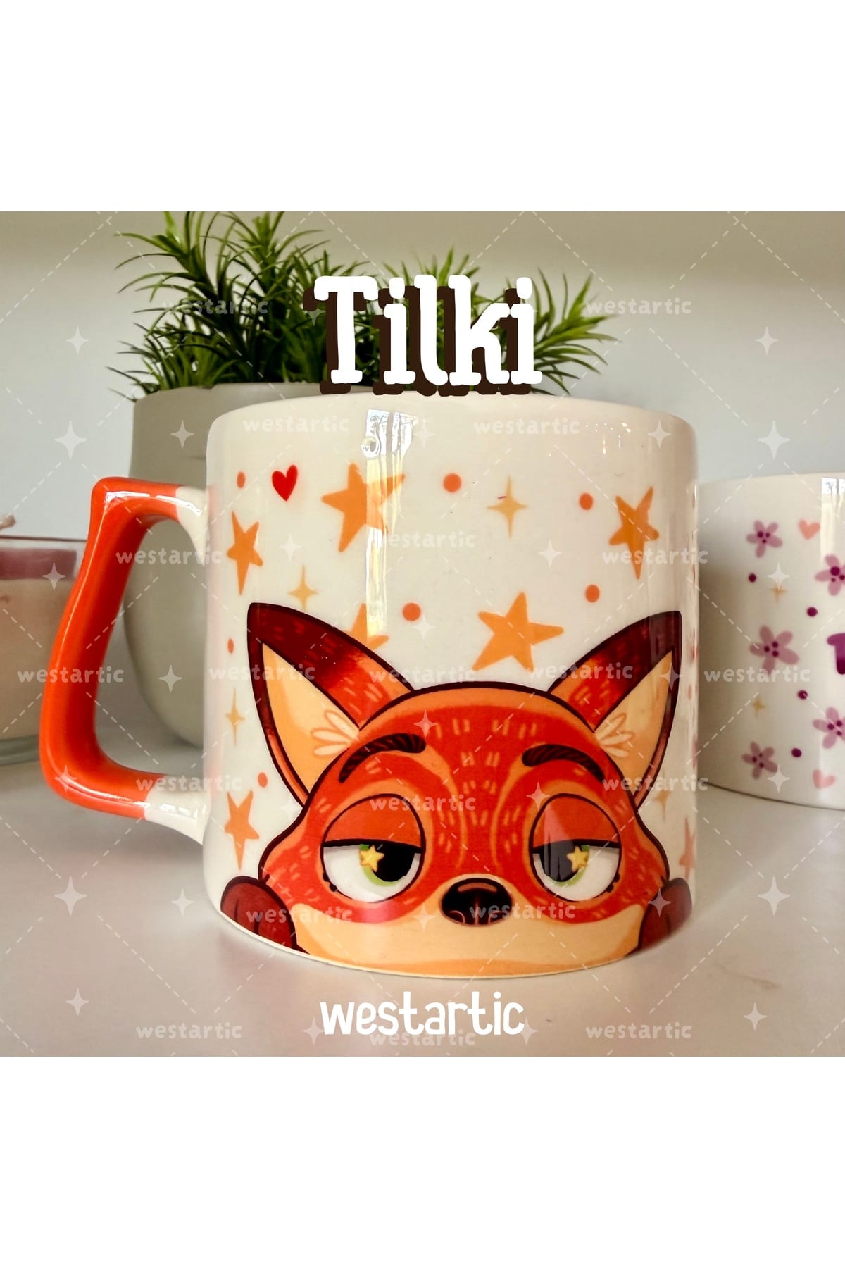Tilki Fox Yıldızlı Tasarım Kupa Bardak Fincan