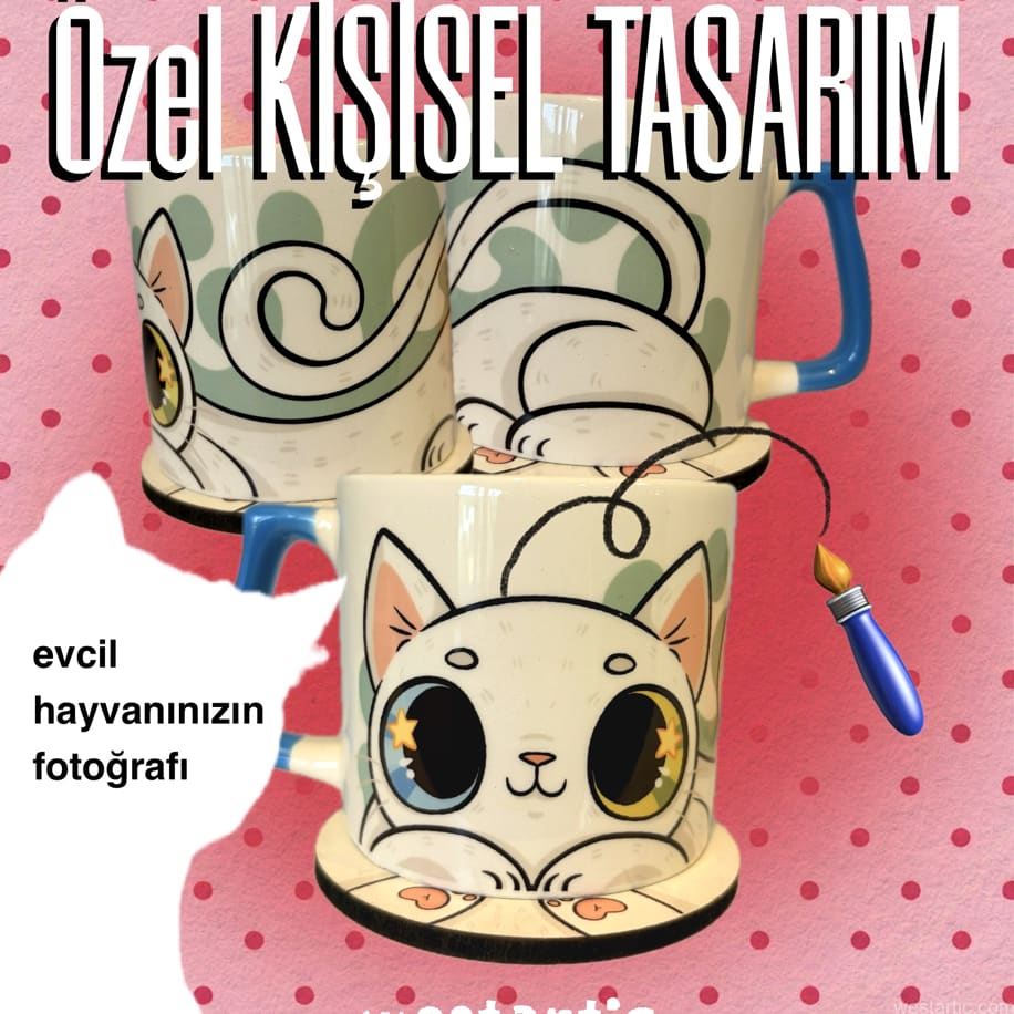 Evcil Hayvanınız için KİŞİSEL Çizim ÖZEL TASARIM Kupa Bardak 
