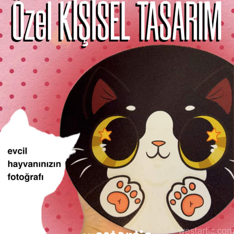 Evcil Hayvanınız için KİŞİSEL Çizim ÖZEL TASARIM Mousepad Mouse Altlığı Pad 